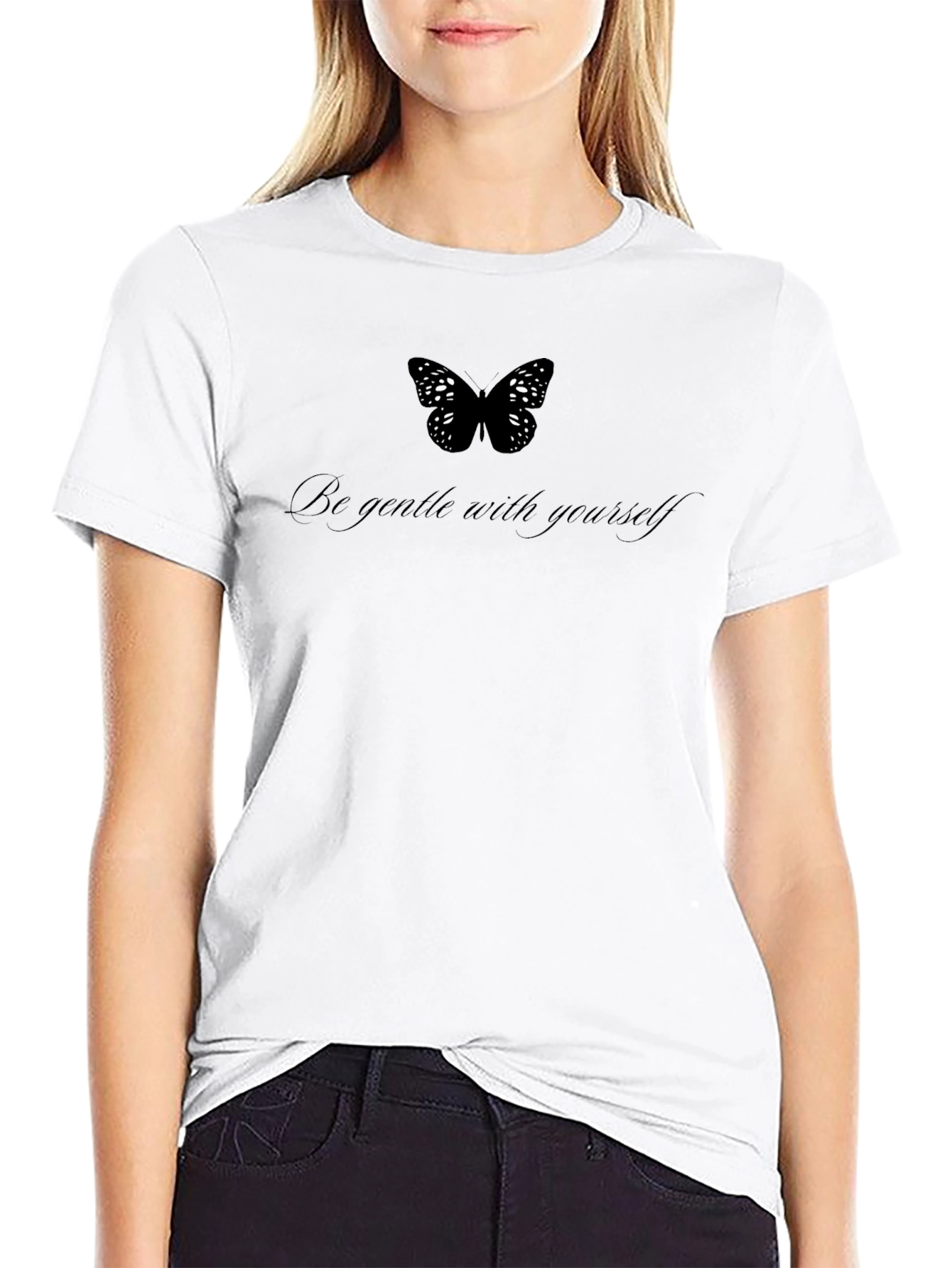 Black Gentle Butterfly Graphic T-Shirt view 9