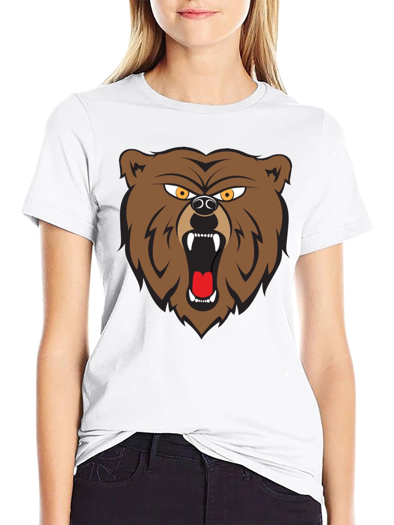 Black Bear Graphic Tee - Black Cotton T-Shirt view 9