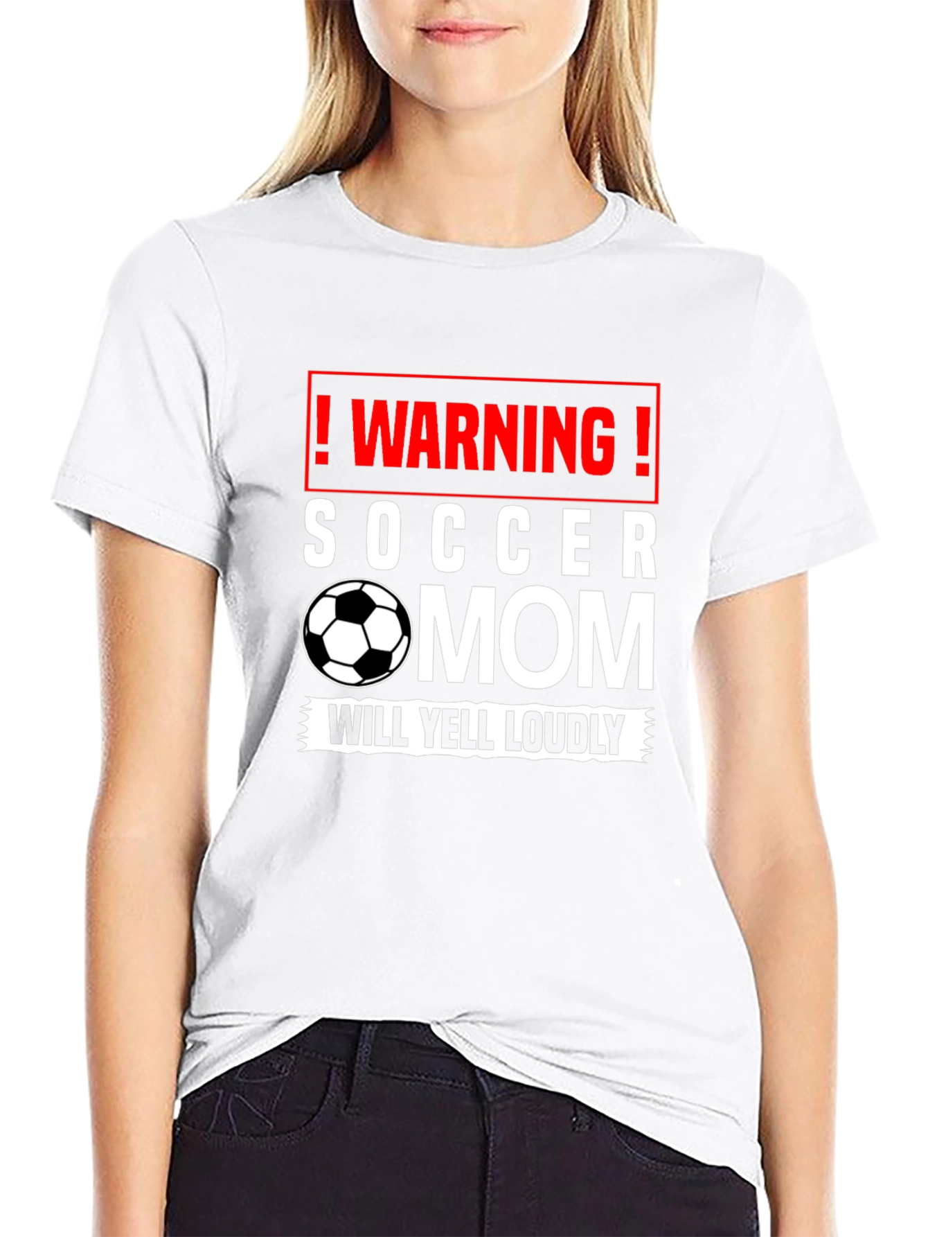Black Warning Soccer Mom T-Shirt view 9