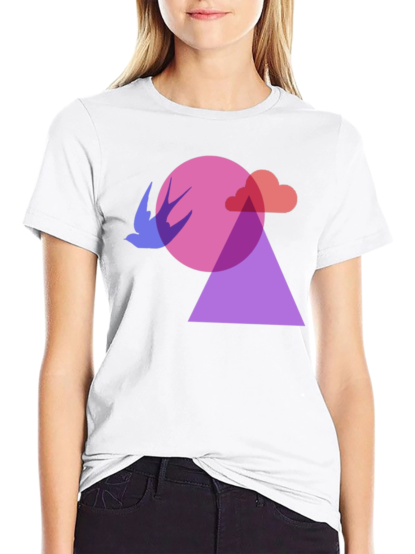 Black Abstract Graphic Print Black T-Shirt view 9