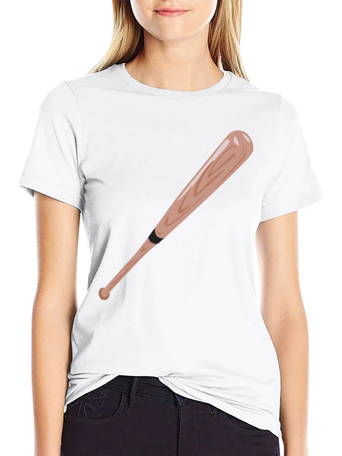 Black Baseball Bat Graphic Tee - Black Cotton T-Shirt view 9