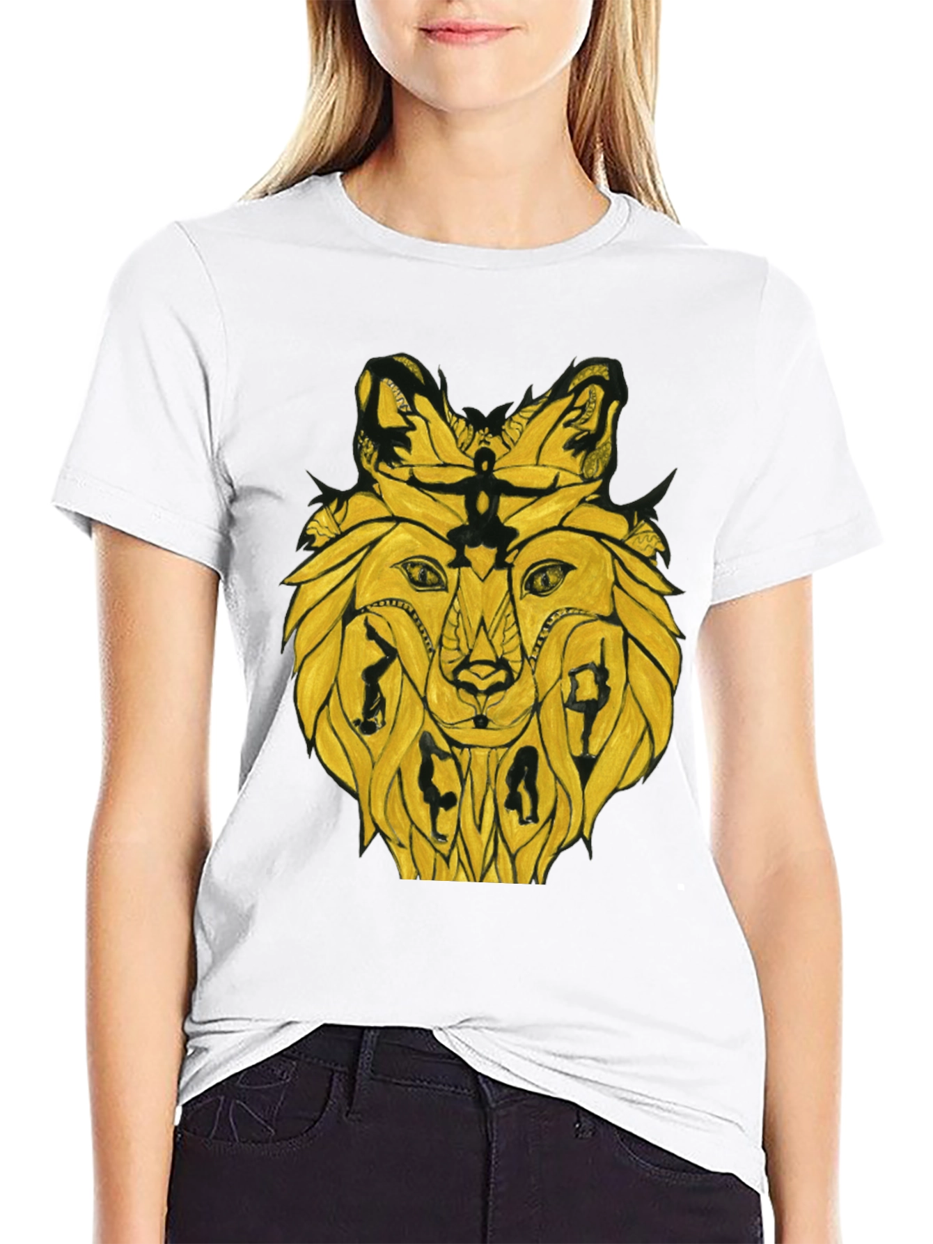 Black Abstract Lion T-Shirt - Unique Graphic Tee view 9
