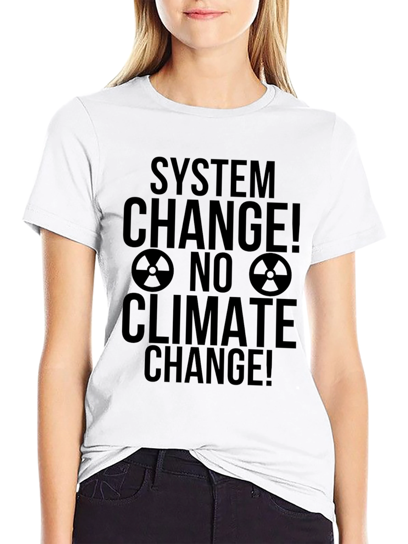 Black System Change! No Climate Change! Black T-Shirt view 9