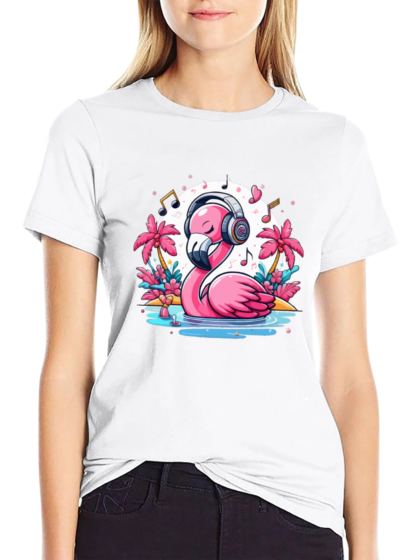 Black Flamingo Music Lover T-Shirt view 9