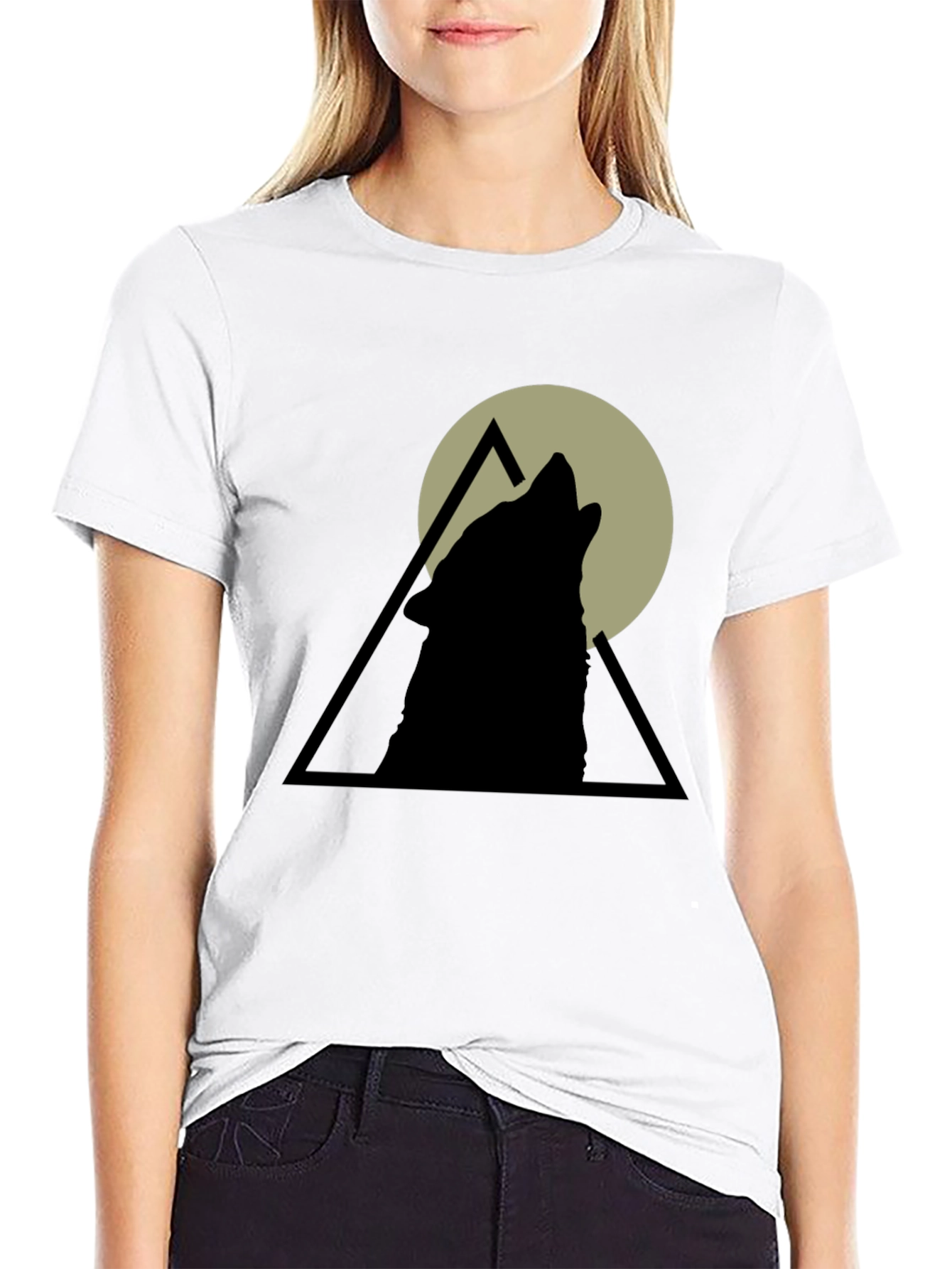 Black Wolf Howl Graphic Tee - Black Cotton T-Shirt view 9
