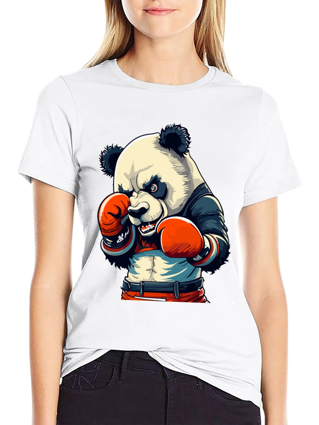 Black Panda Boxer Graphic Tee - Men's Black T-Shirt view 9