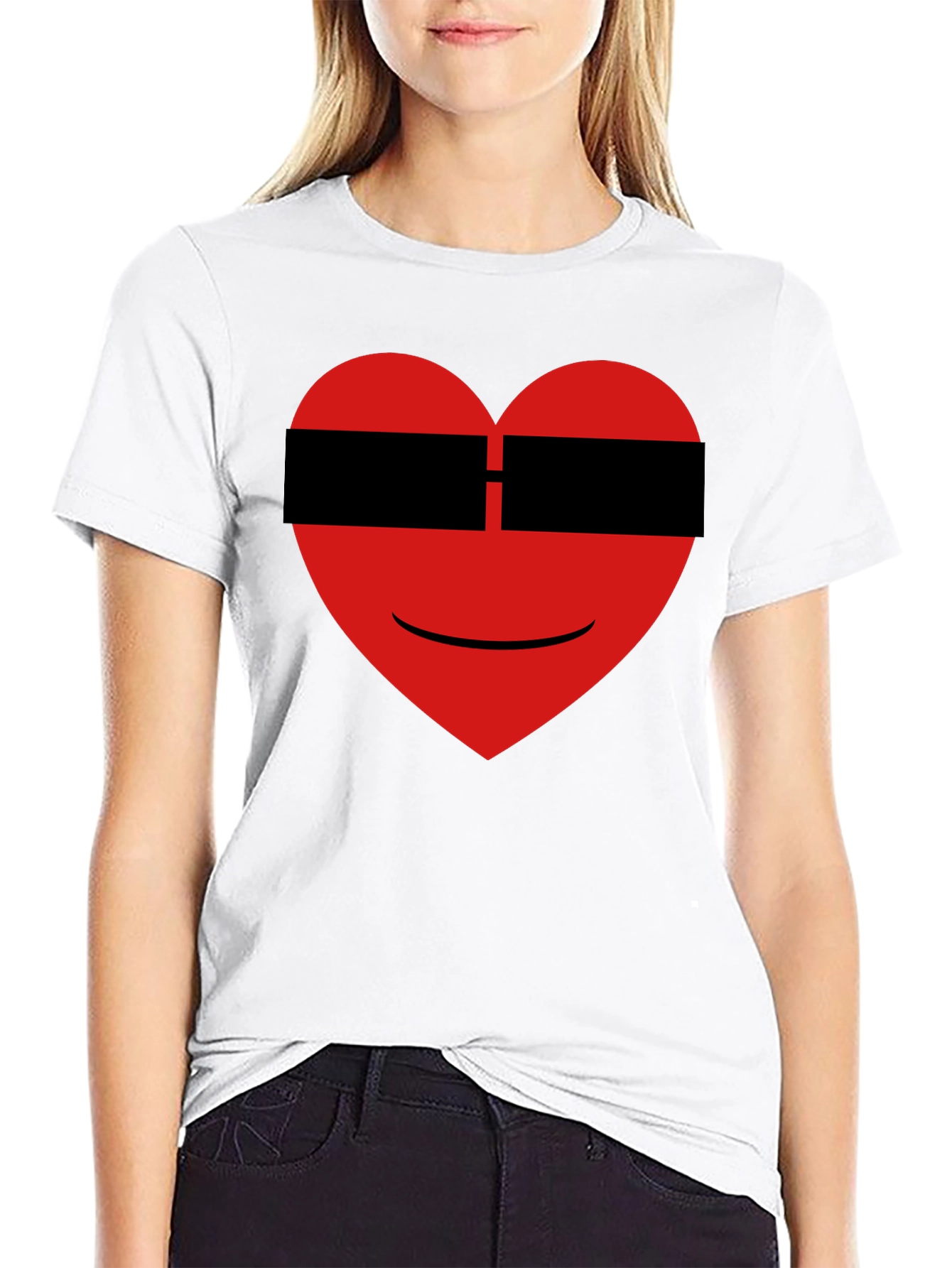 Black Cool Heart Graphic Black T-Shirt view 9