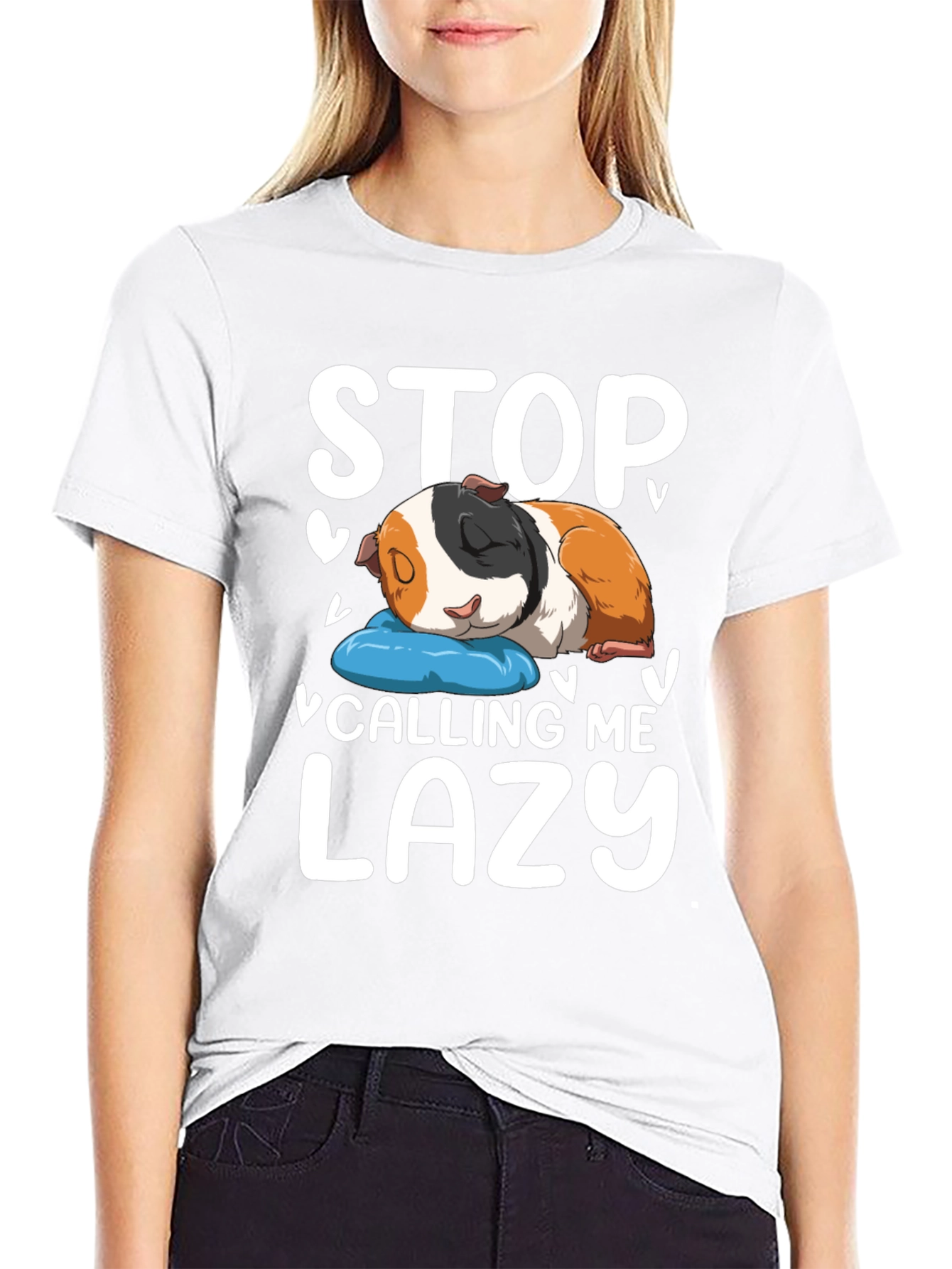 Black Stop Calling Me Lazy Guinea Pig T-Shirt view 9