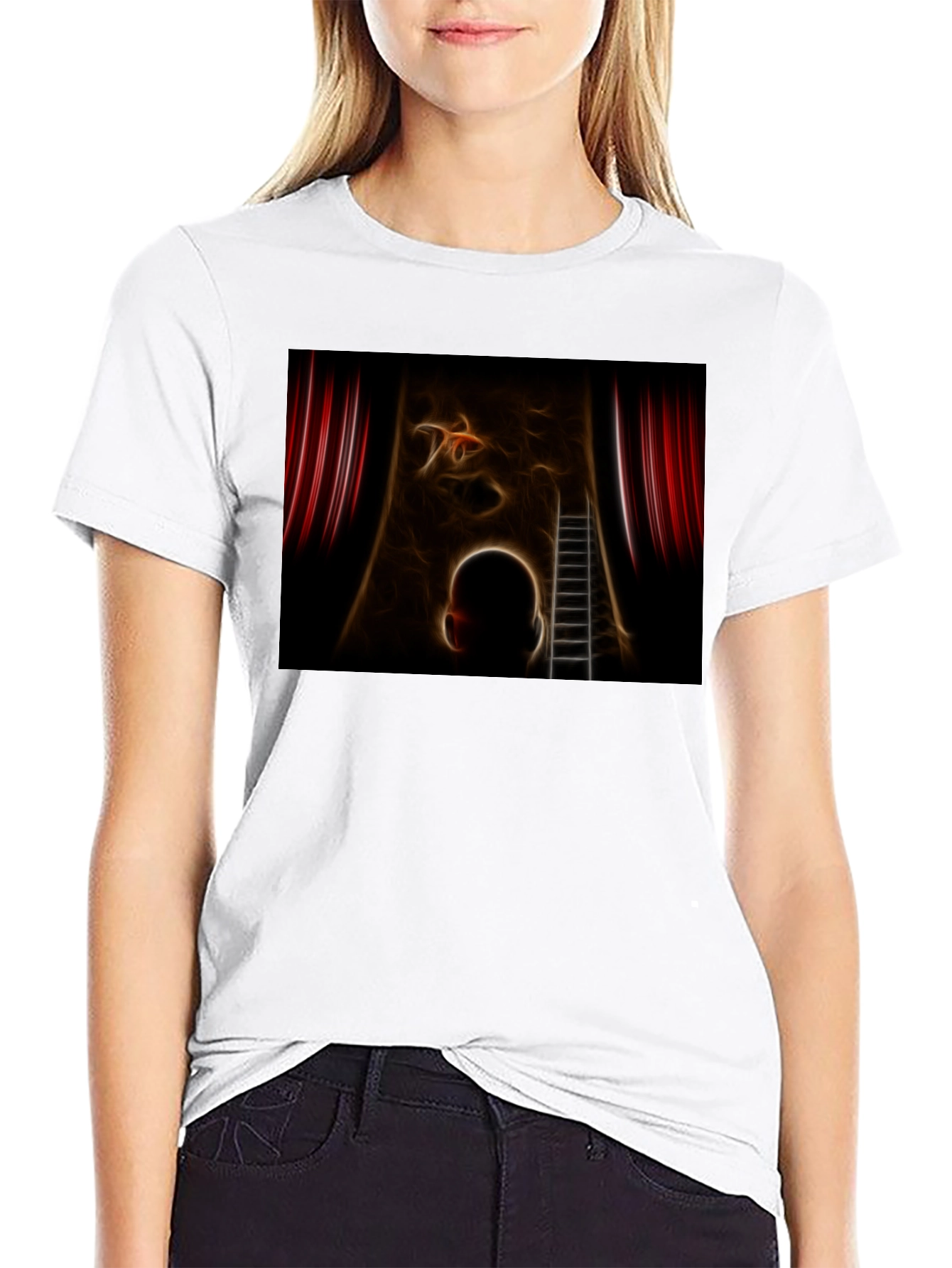 Black Artistic Dreamscape T-Shirt view 9