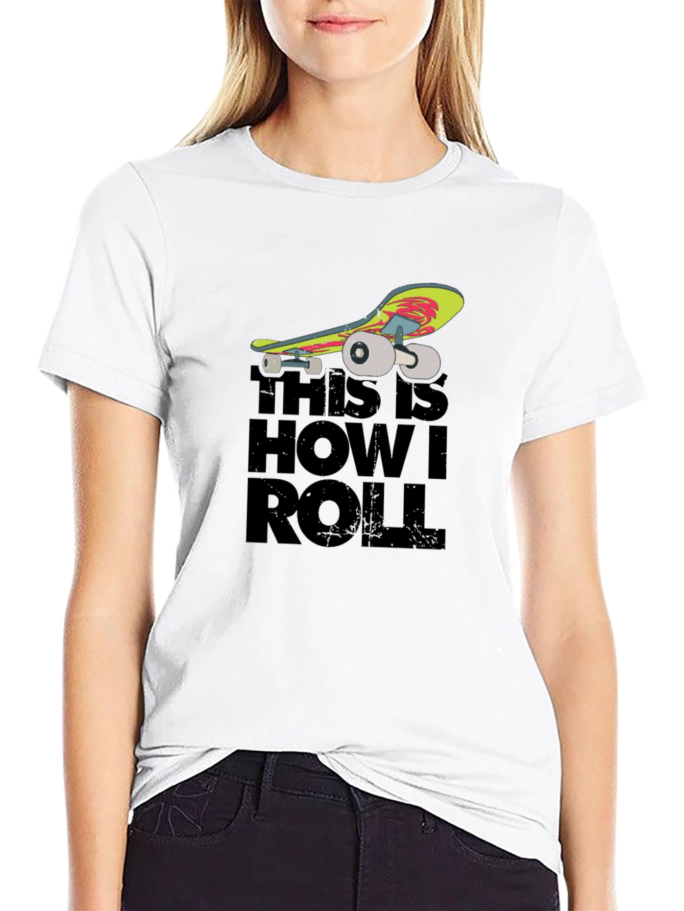 Black Skateboard Graphic T-Shirt - "This Is How I Roll" view 9