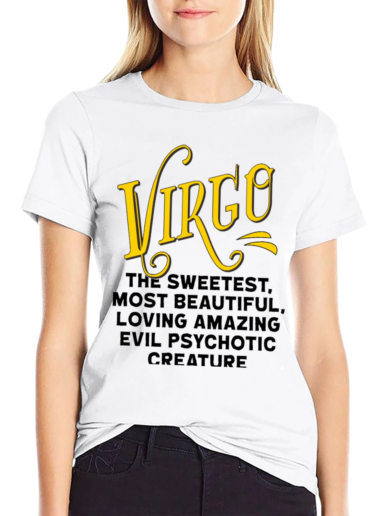 Black Virgo Zodiac T-Shirt: Sweetest, Most Beautiful Creature Tee view 9