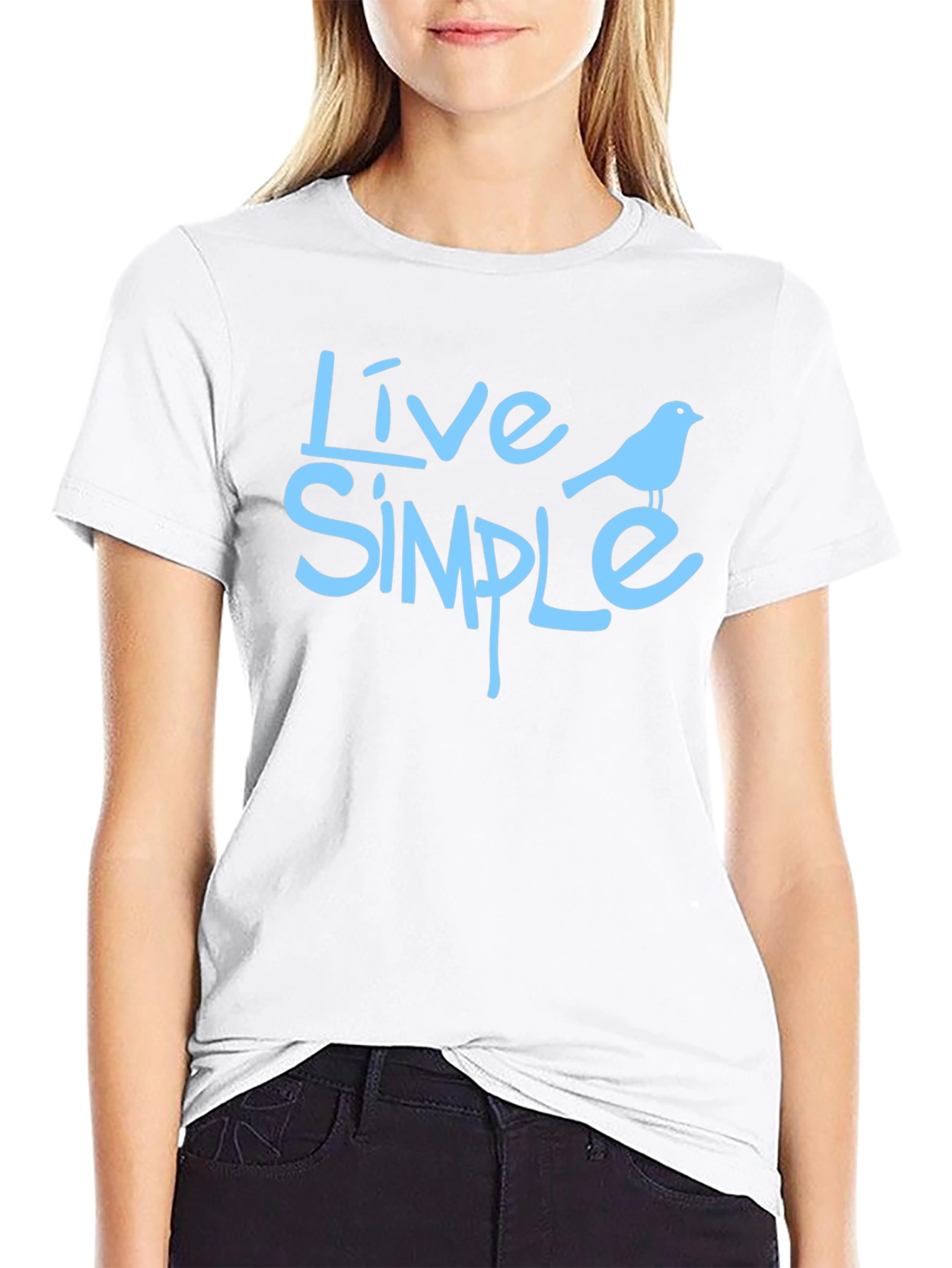 Black Live Simple Bird Graphic Black T-Shirt view 9
