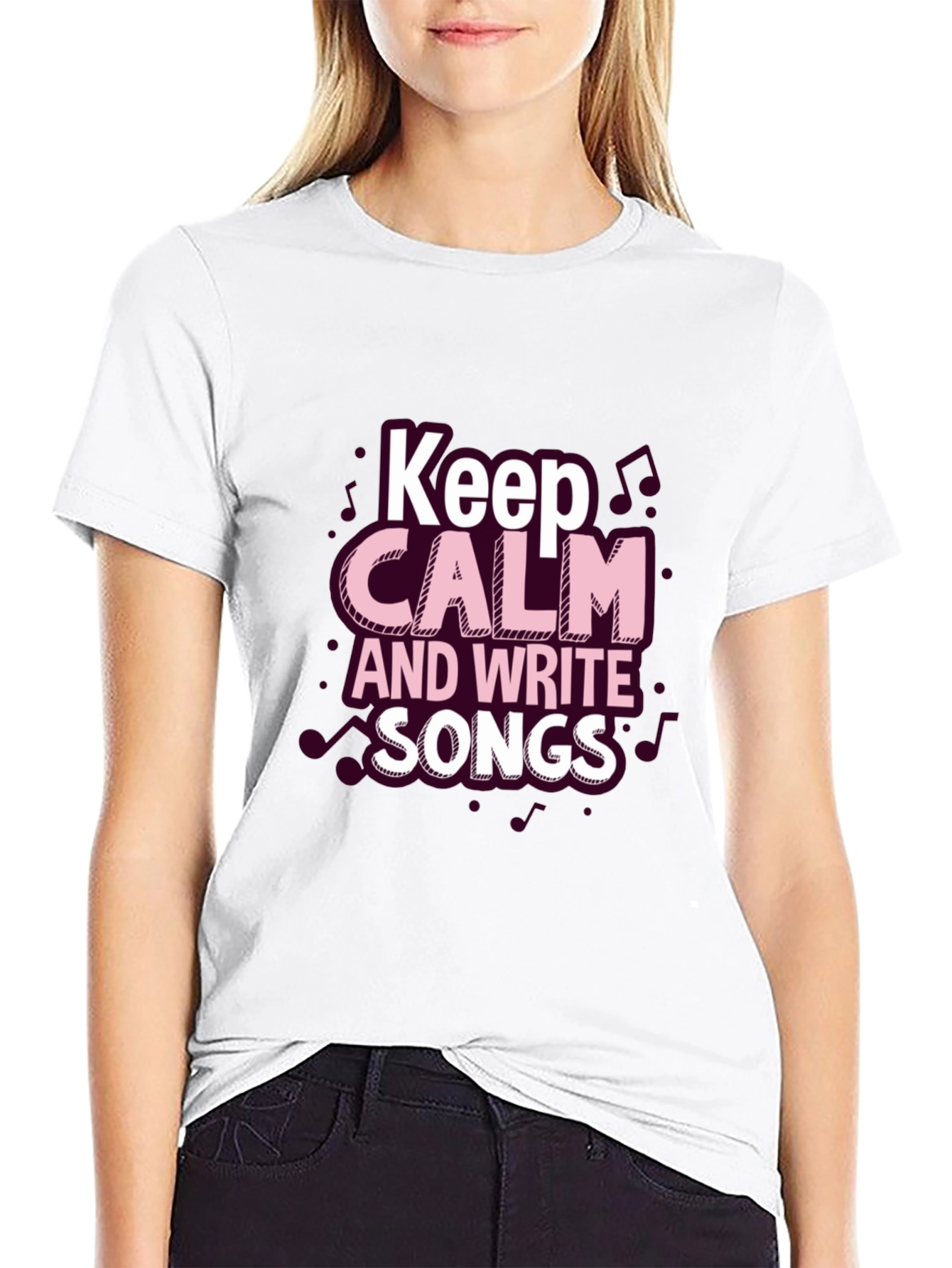 Black Keep Calm & Write Songs Black T-Shirt view 9