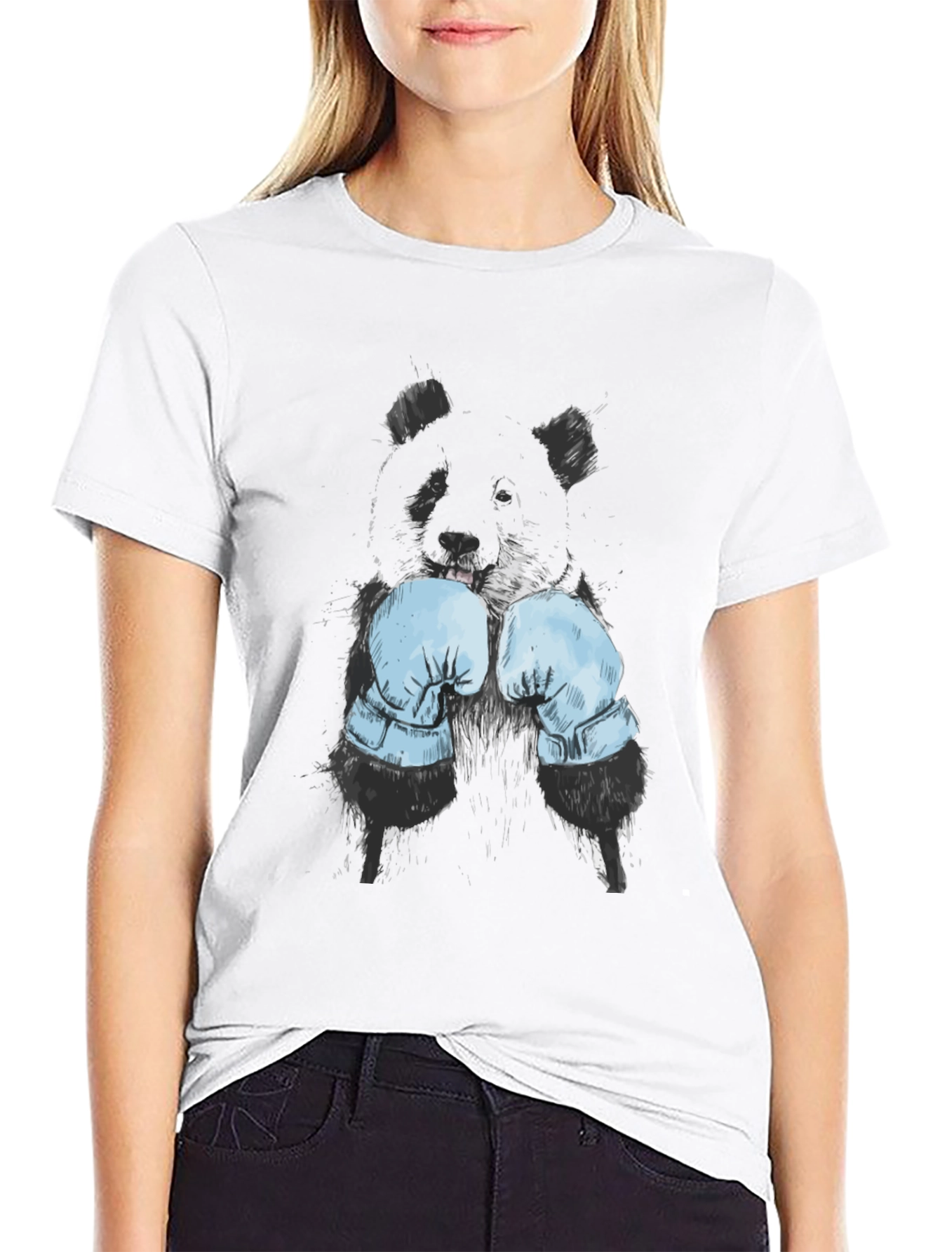 Black Boxer Panda Graphic T-Shirt view 9