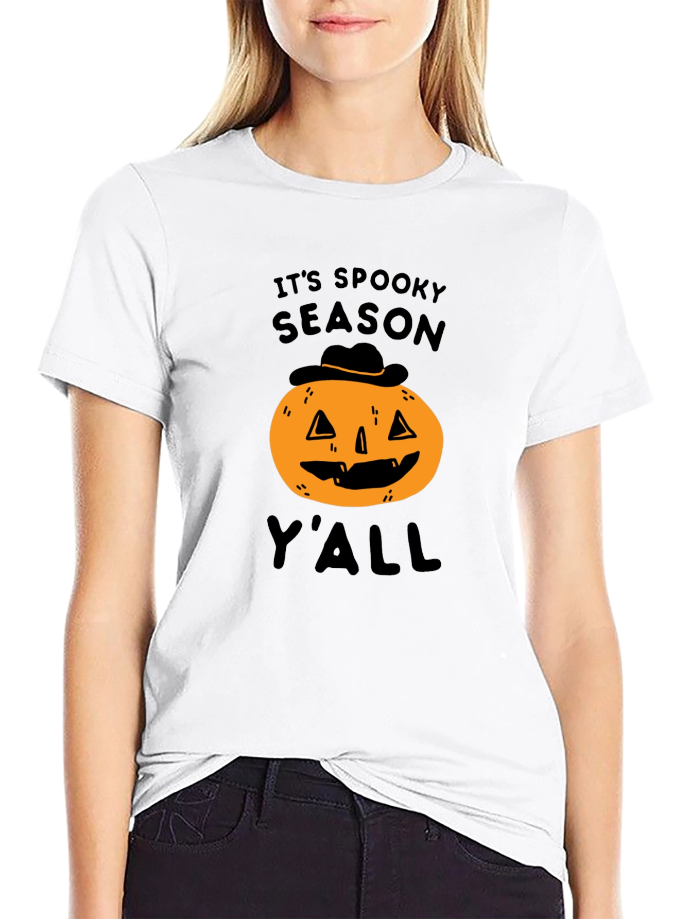 Black Spooky Season Pumpkin T-Shirt view 9