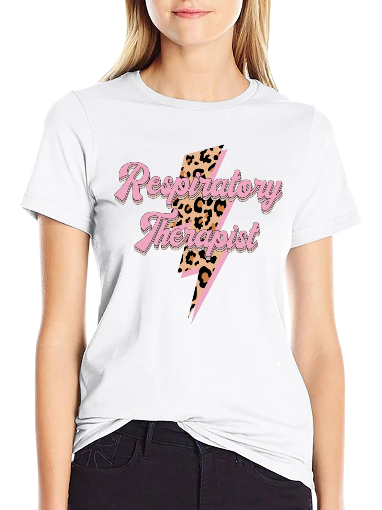 Black Respiratory Therapist T-Shirt Leopard Lightning view 9