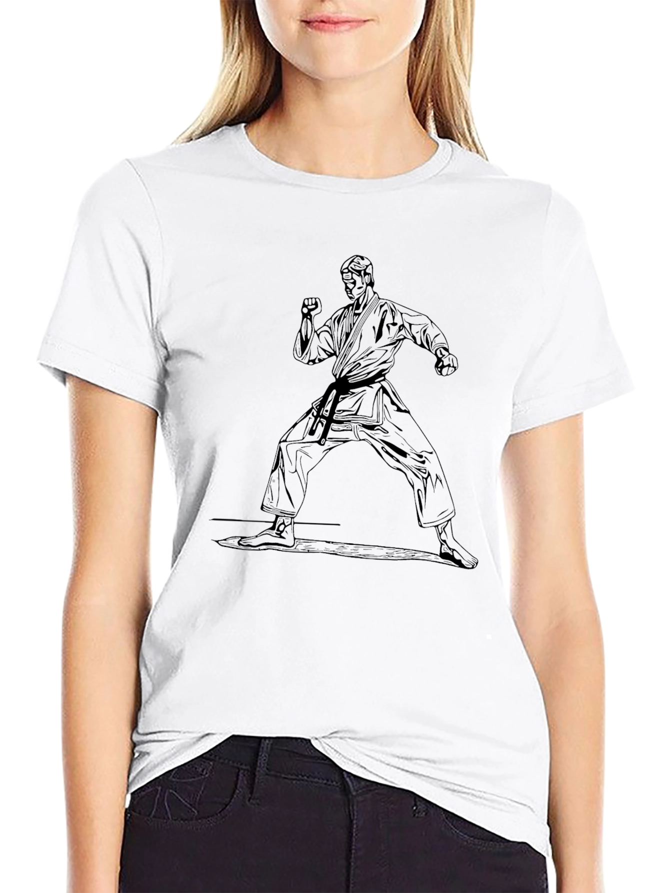 Black Karate Stance Graphic Tee - Martial Arts Black Shirt view 9