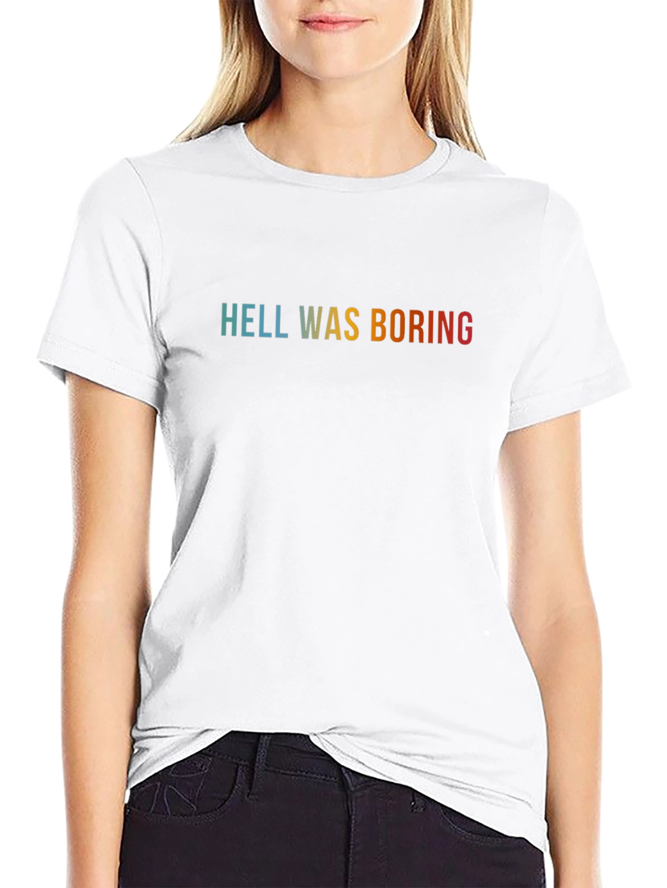 Black Hell Was Boring Graphic Tee - Soft Cotton T-Shirt view 9