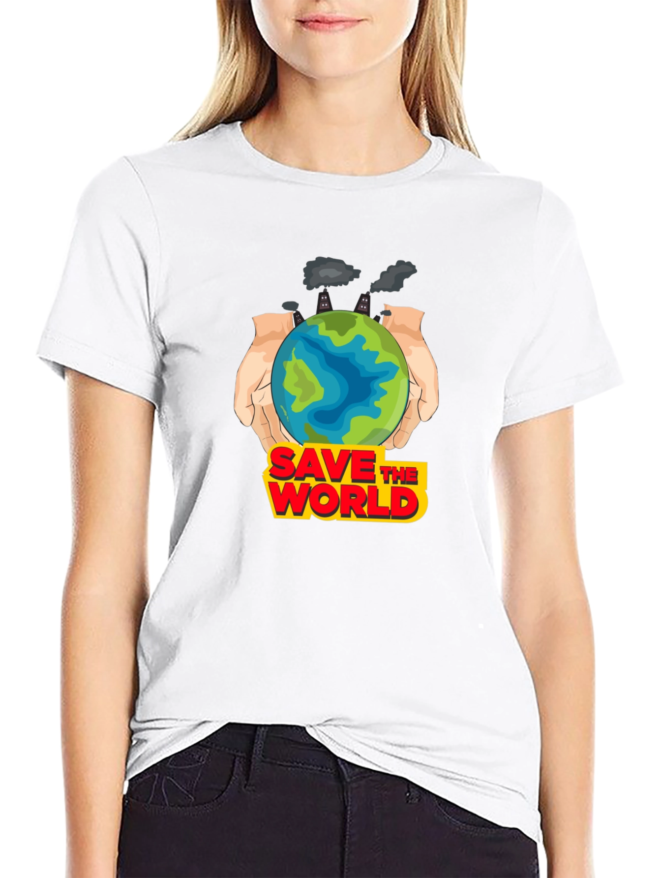Black Save the World Graphic T-Shirt - Earth Day Apparel view 9