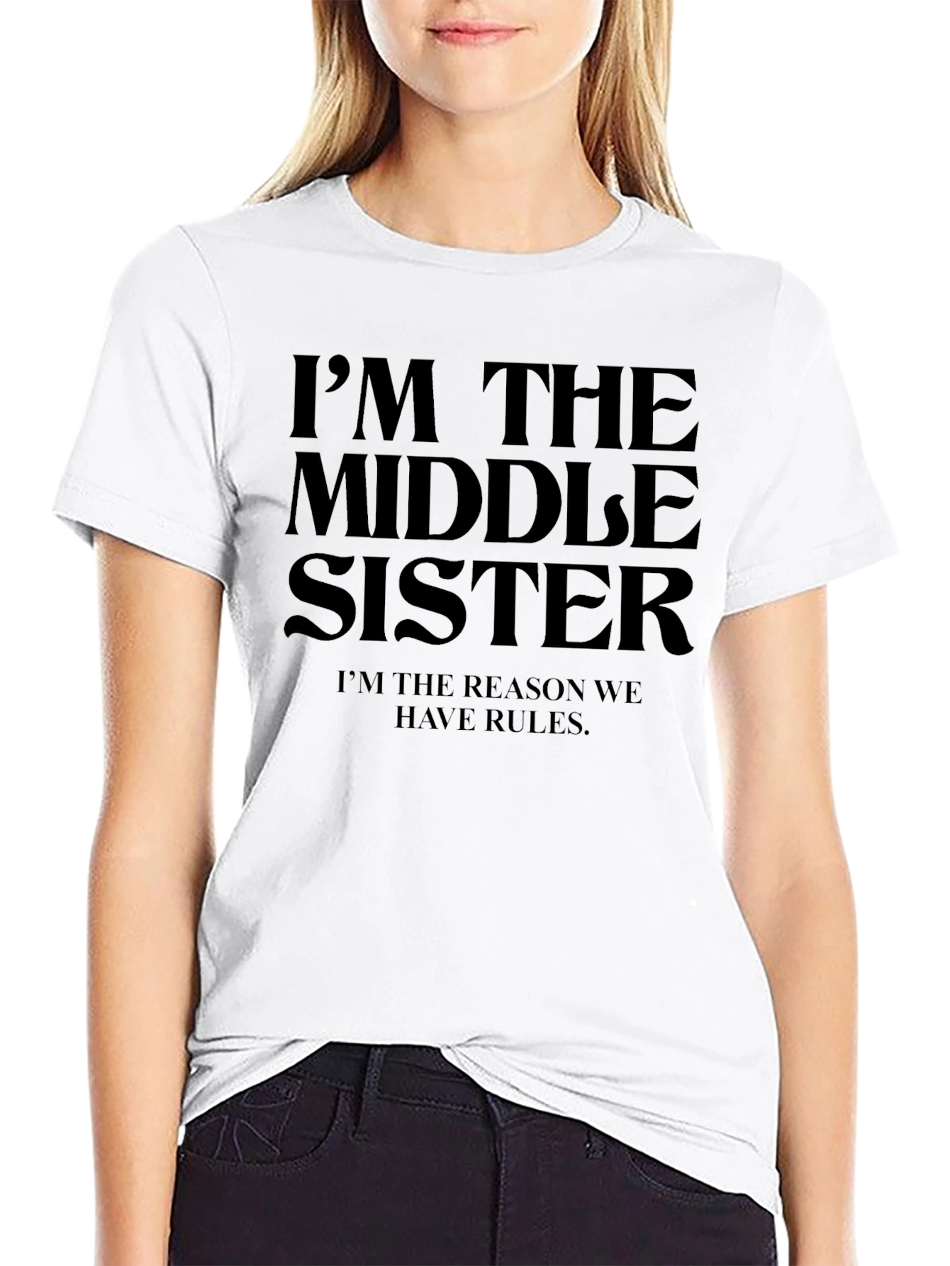 Black I'm The Middle Sister T-Shirt view 9