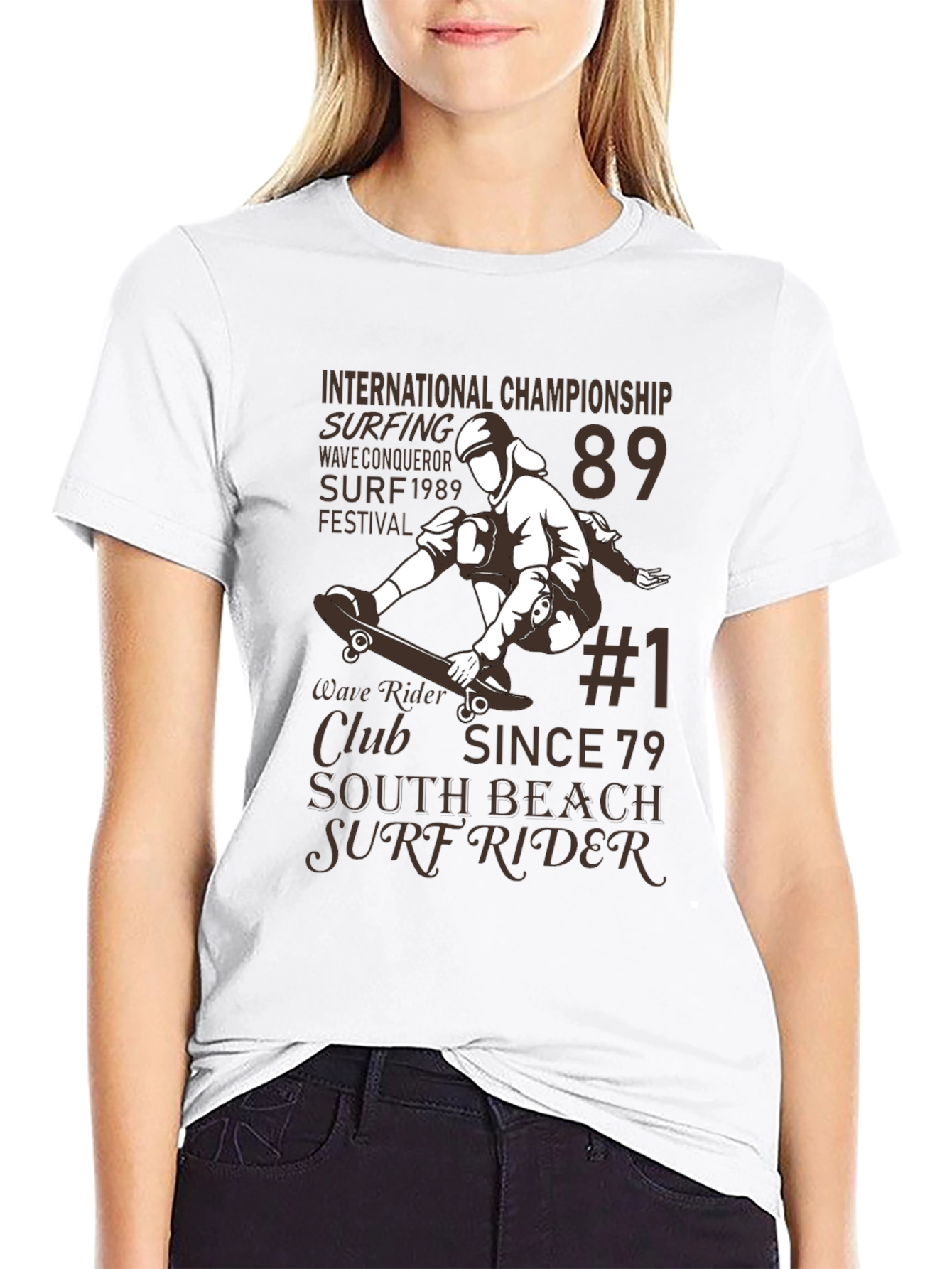 Black Surf Rider T-Shirt: International Championship Design view 9
