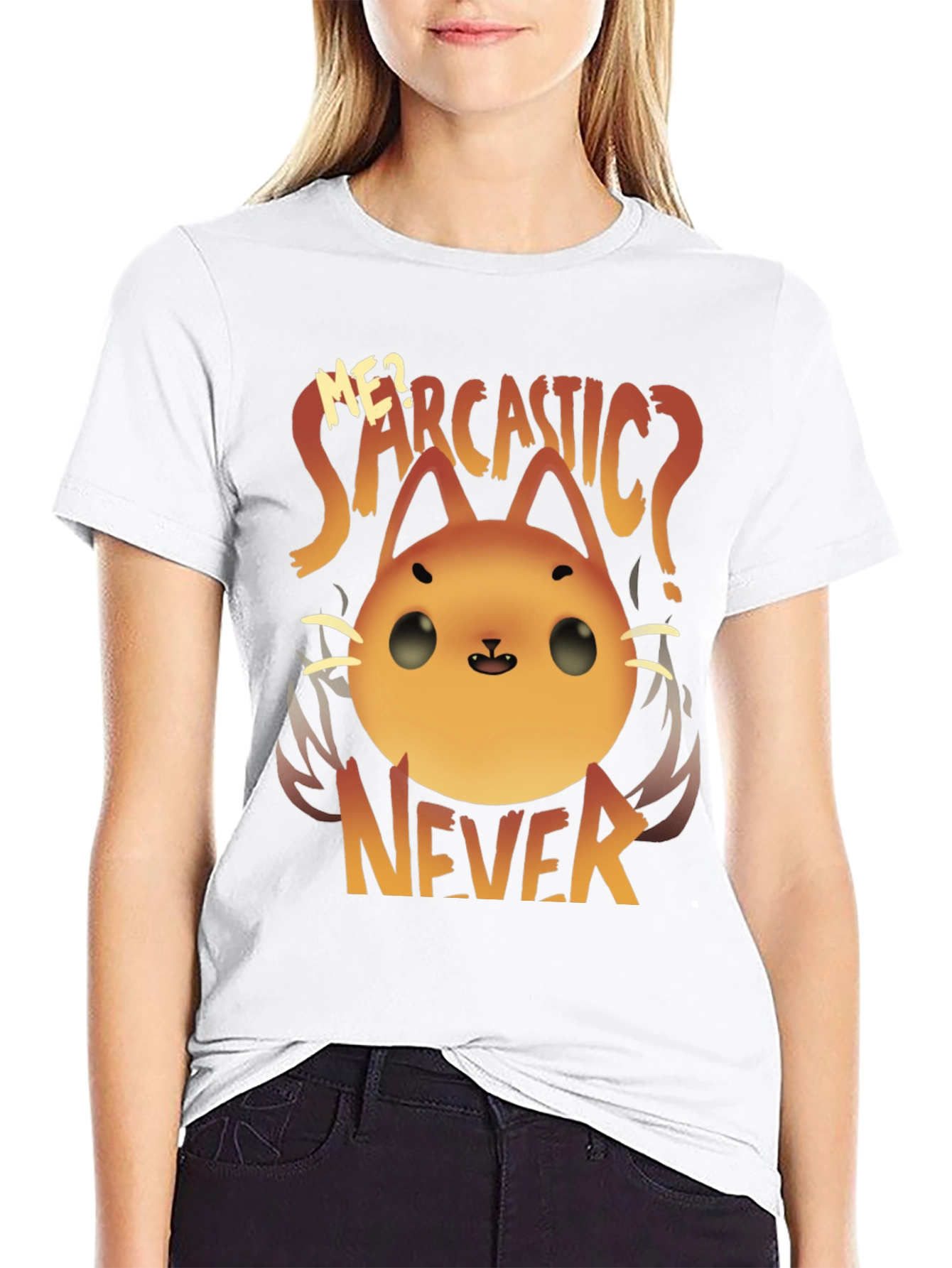 Black Sarcastic Cat T-Shirt - Funny Graphic Tee view 9