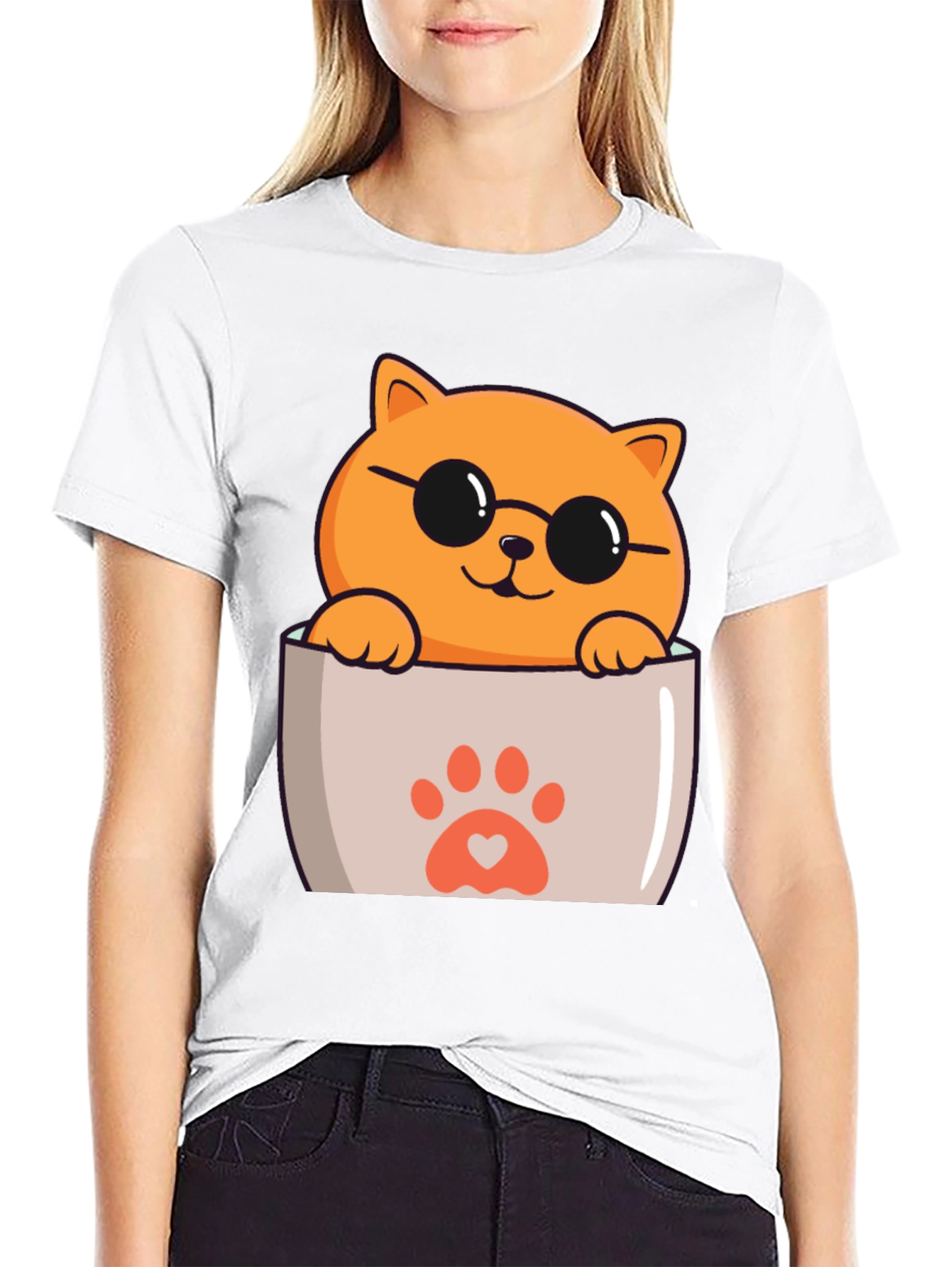 Black Cool Cat Pocket T-Shirt view 9