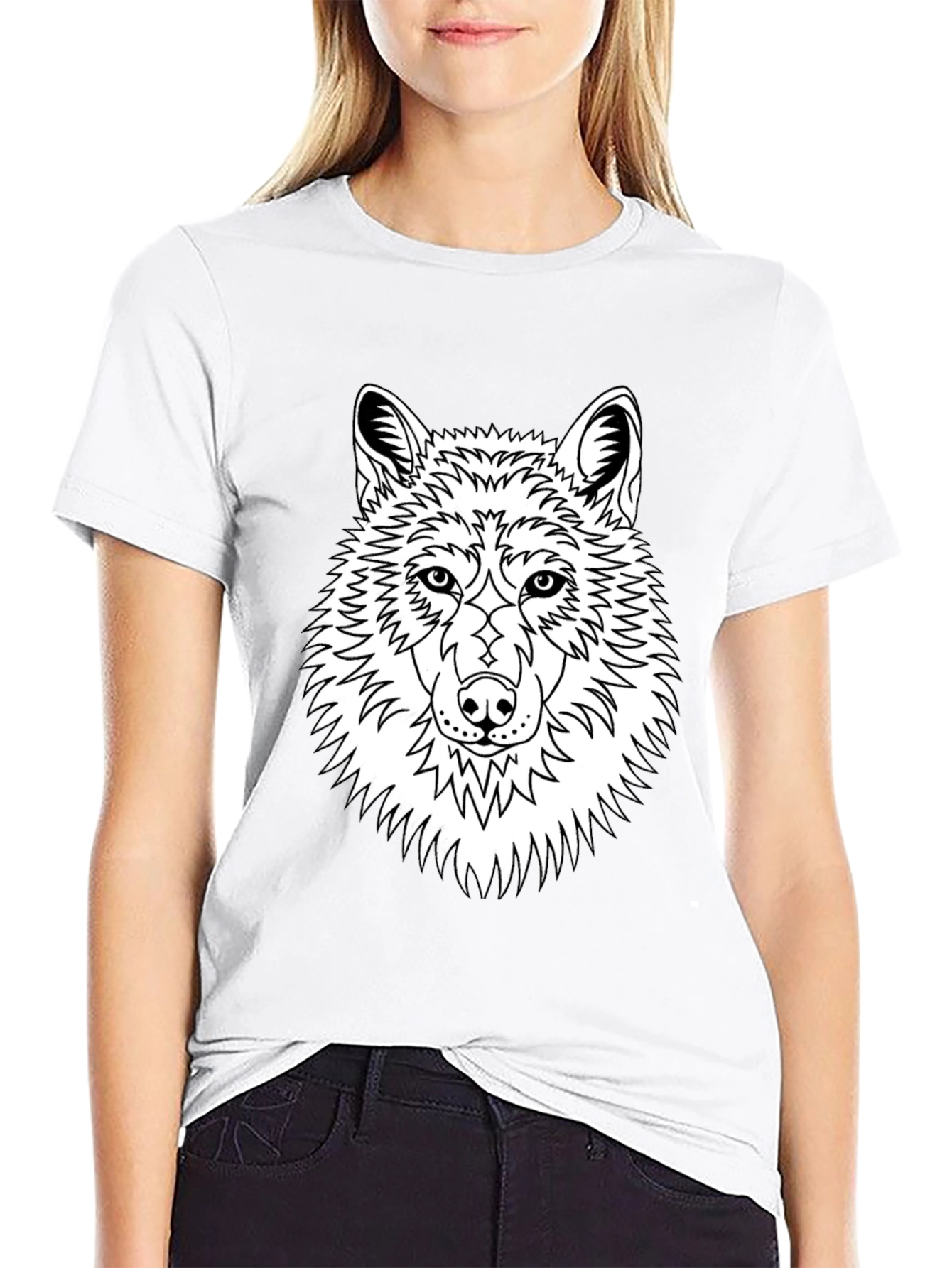 Black Wolf Graphic Tee - Black Cotton Blend T-Shirt view 9
