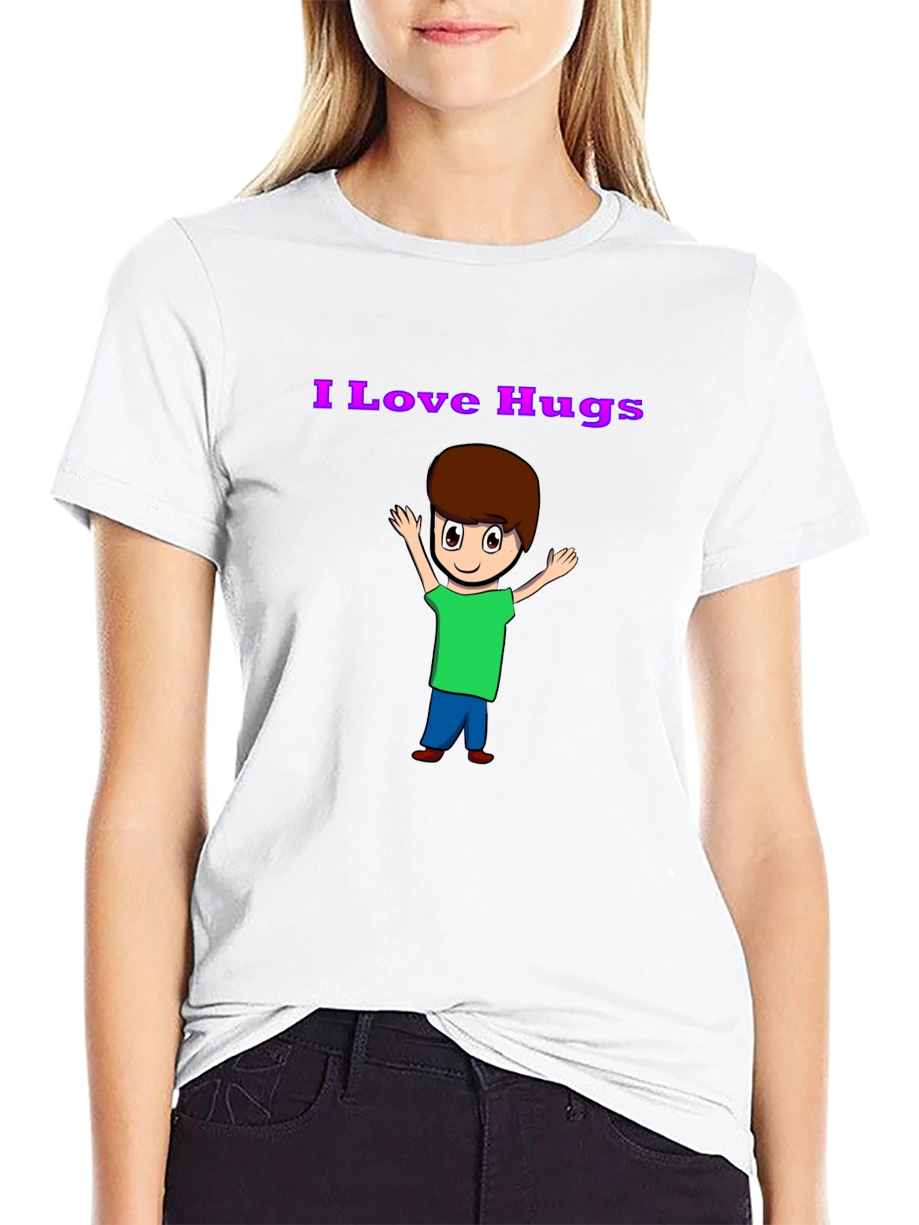 Black I Love Hugs Graphic T-Shirt view 9