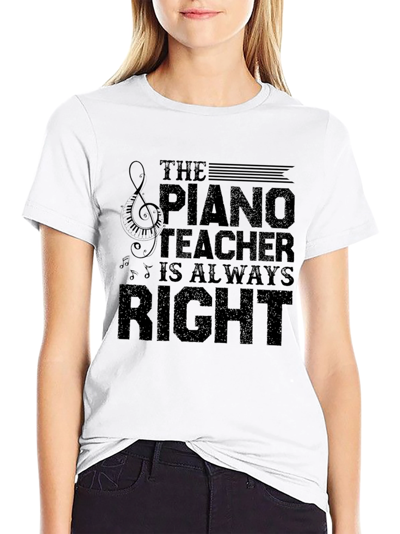 Black Piano Teacher T-Shirt - Always Right Musician Tee view 9