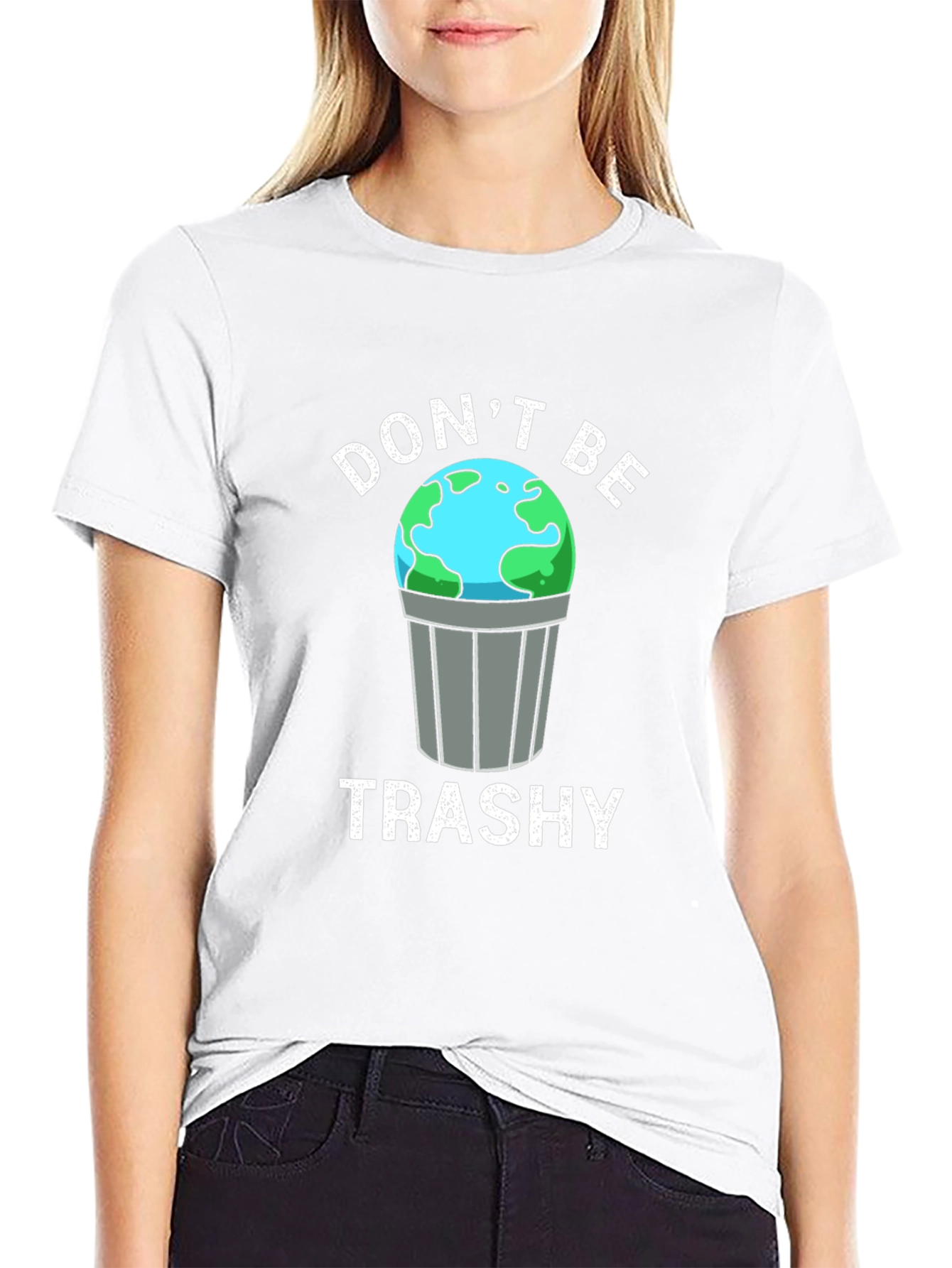 Black Don't Be Trashy Earth Graphic T-Shirt view 9