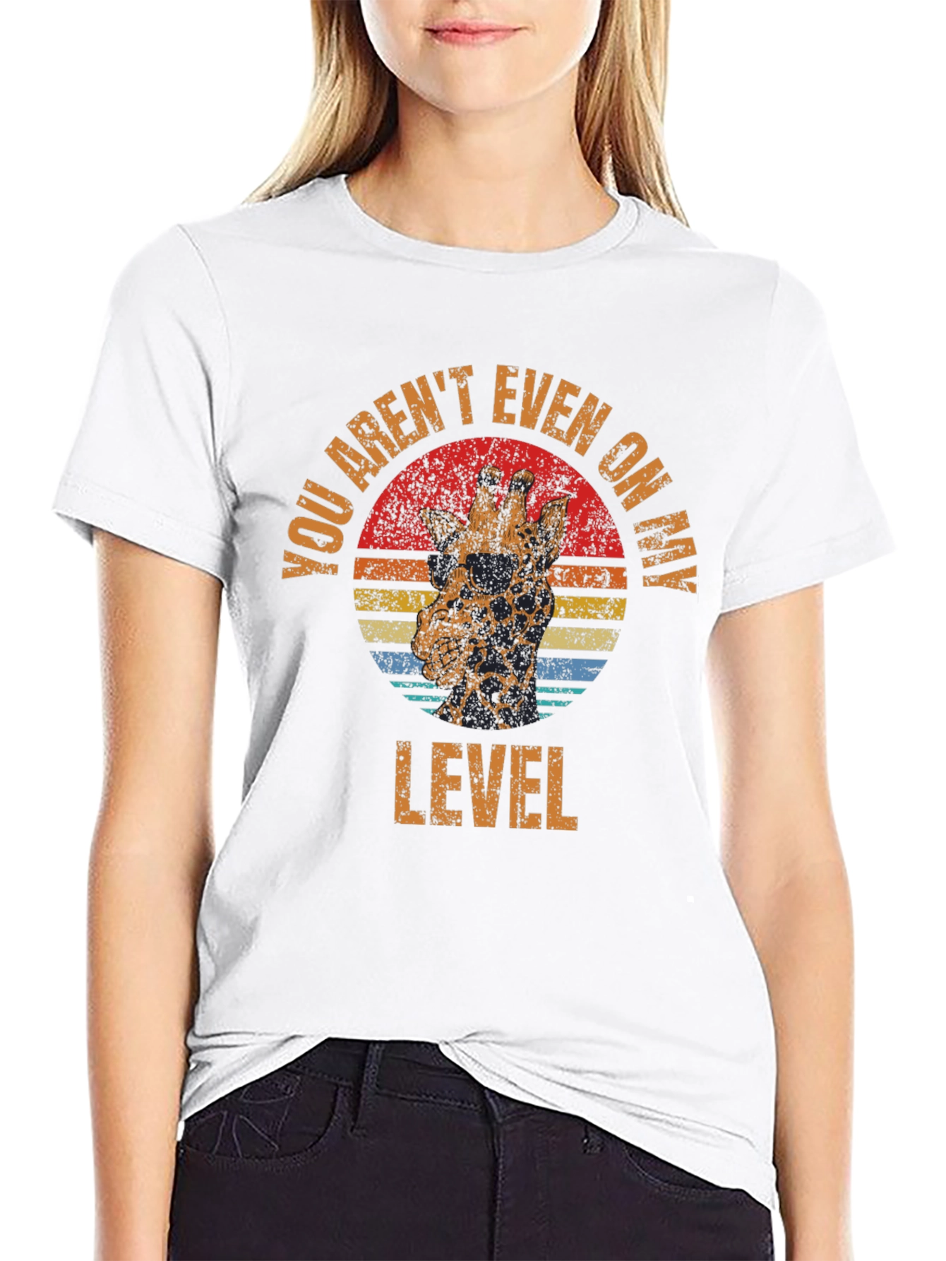 Black Funny Giraffe T-Shirt - You Aren't Even on My Level view 9
