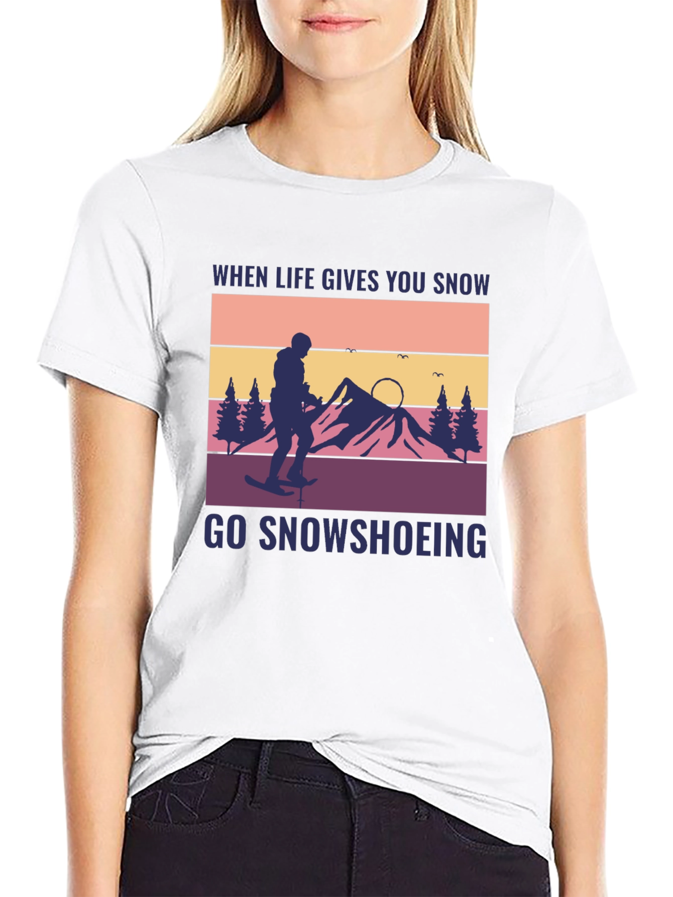 Black Snowshoeing Graphic Tee - When Life Gives You Snow view 9