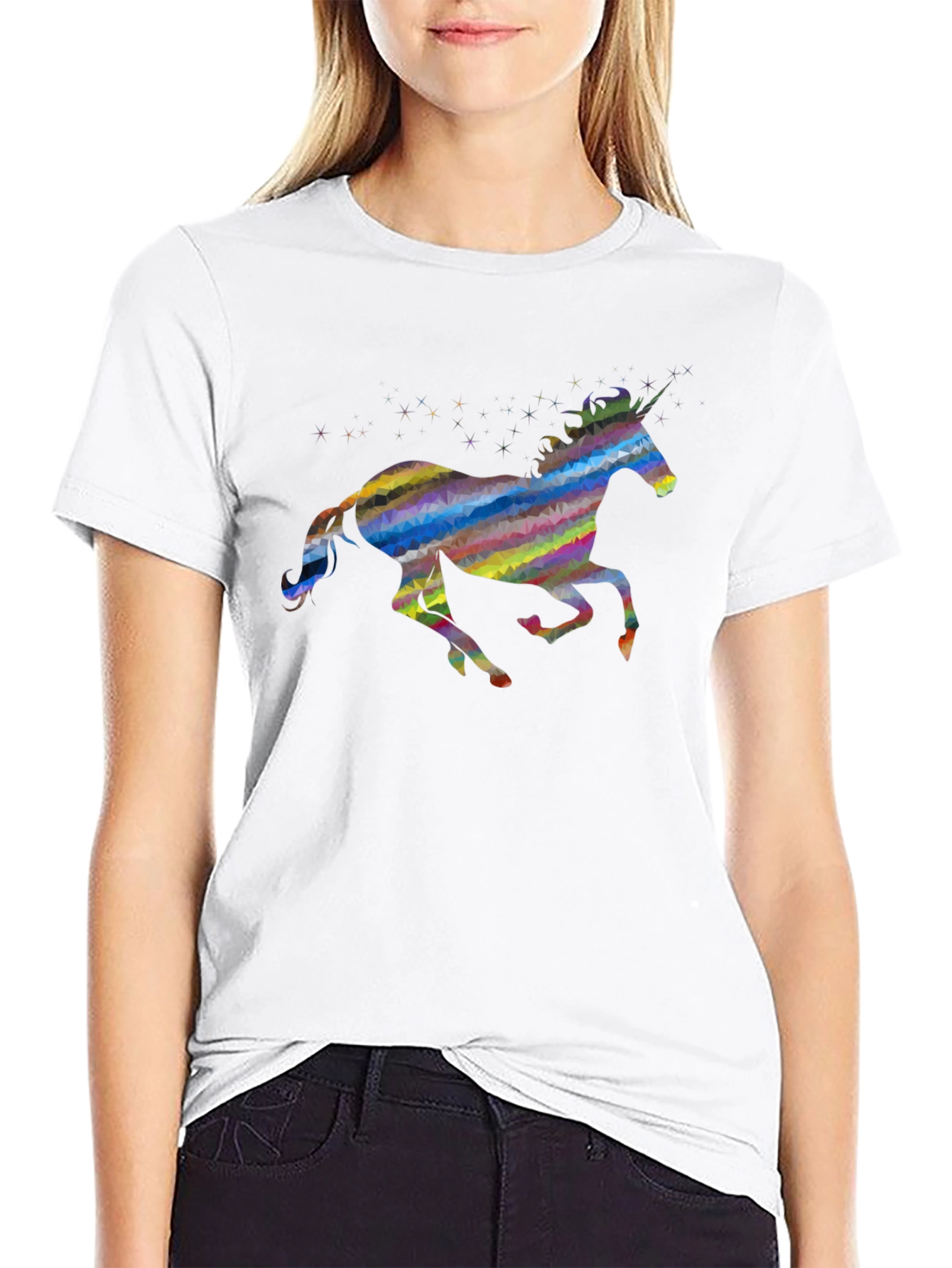 Black Rainbow Unicorn Graphic Tee - Black view 9
