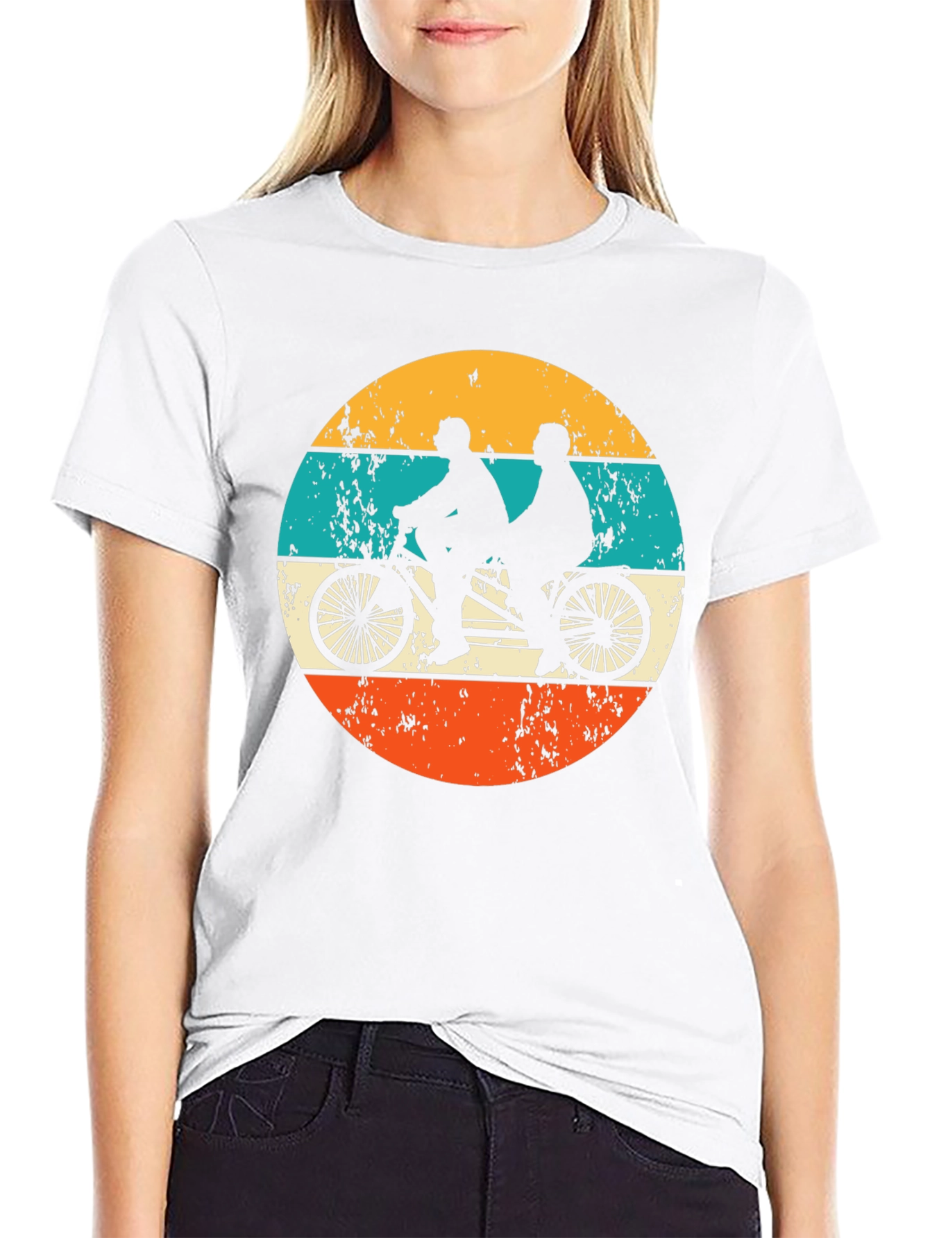 Black Tandem Bike Retro Graphic Tee view 9