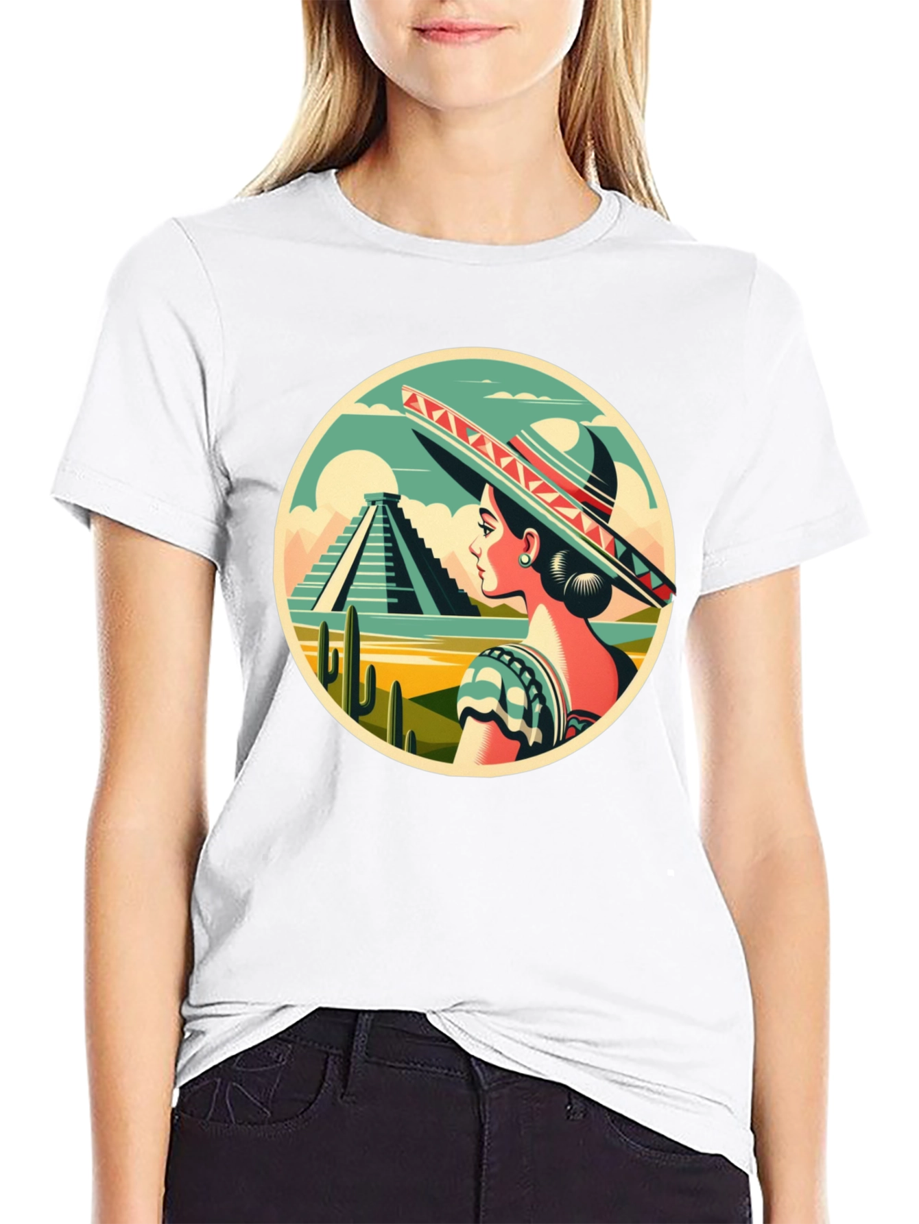 Black Mexican Culture T-Shirt - Sombrero Lady view 9