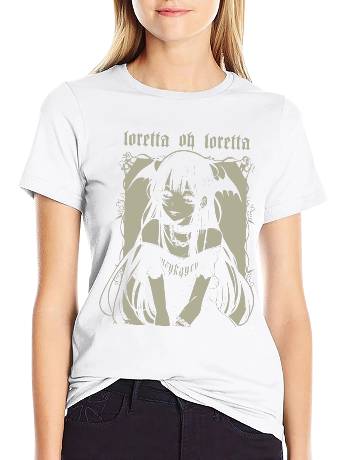 Black Loretta Oh Loretta Anime Graphic Tee view 9