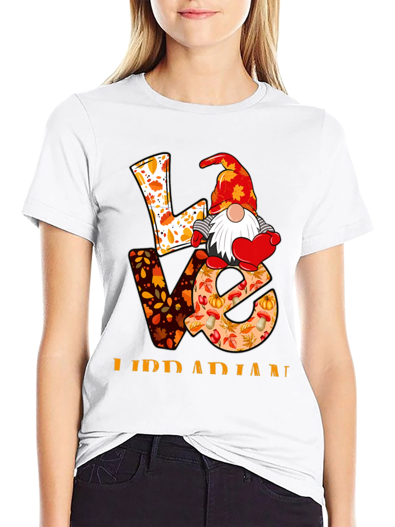 Love Librarian Gnome Autumn T-Shirt - 9