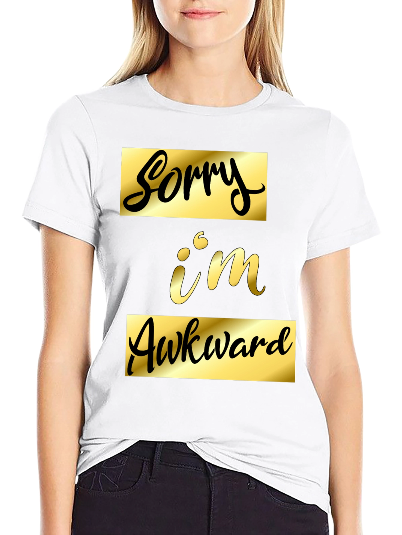 Black Sorry I'm Awkward Black Graphic Tee view 9
