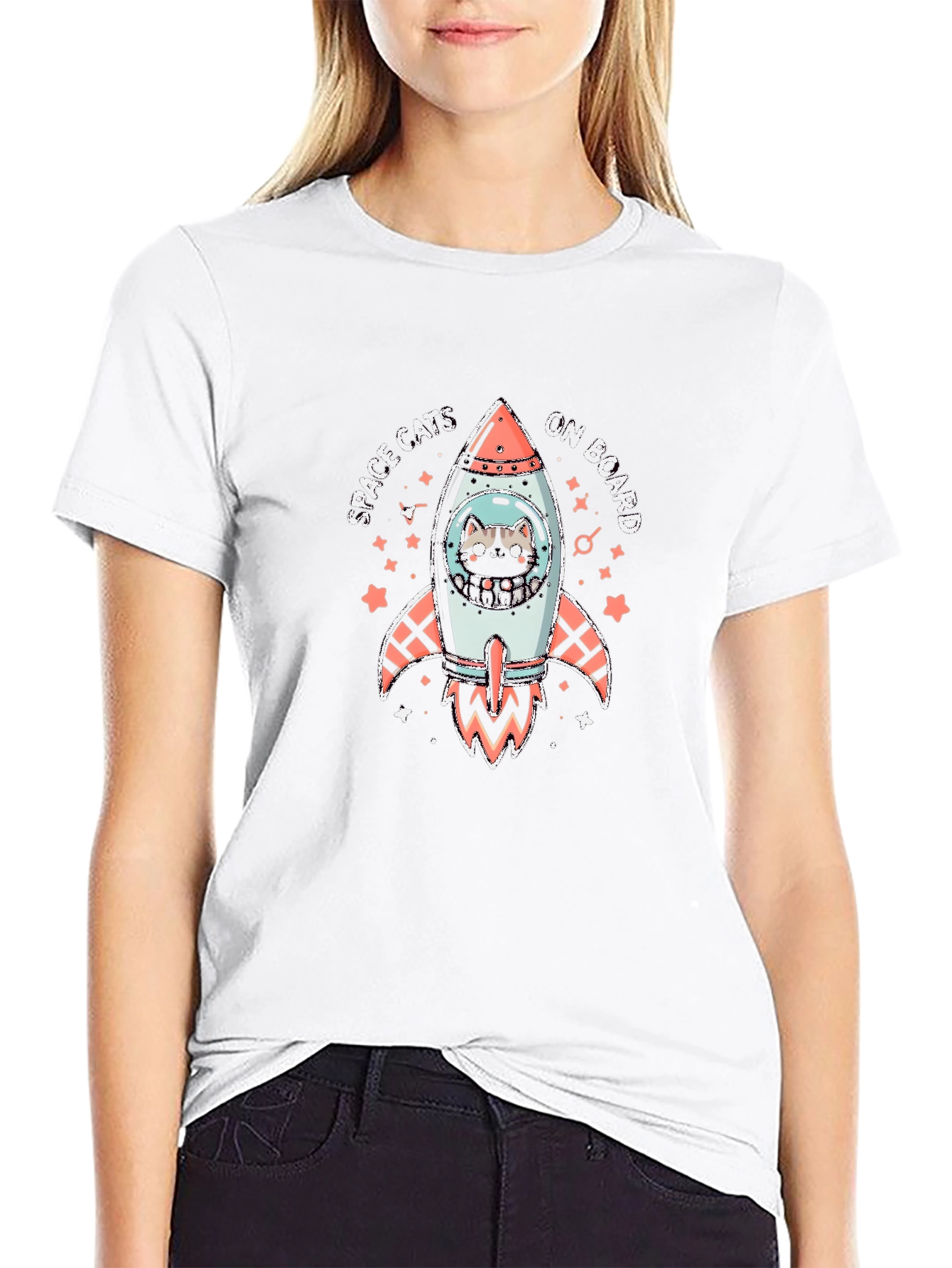 Space Cats Rocket Graphic Tee - 9