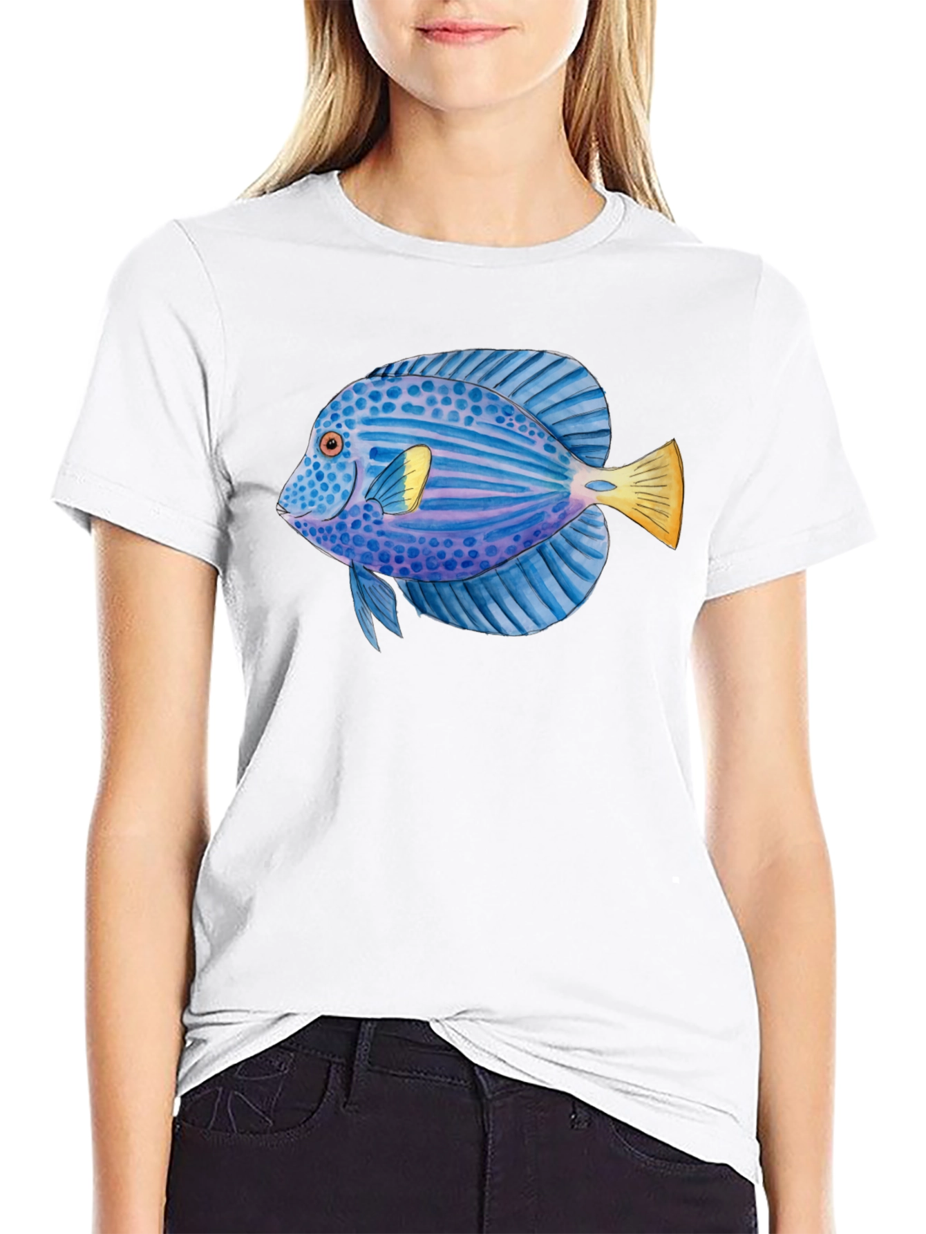 Black Cool Fish Graphic T-Shirt view 9