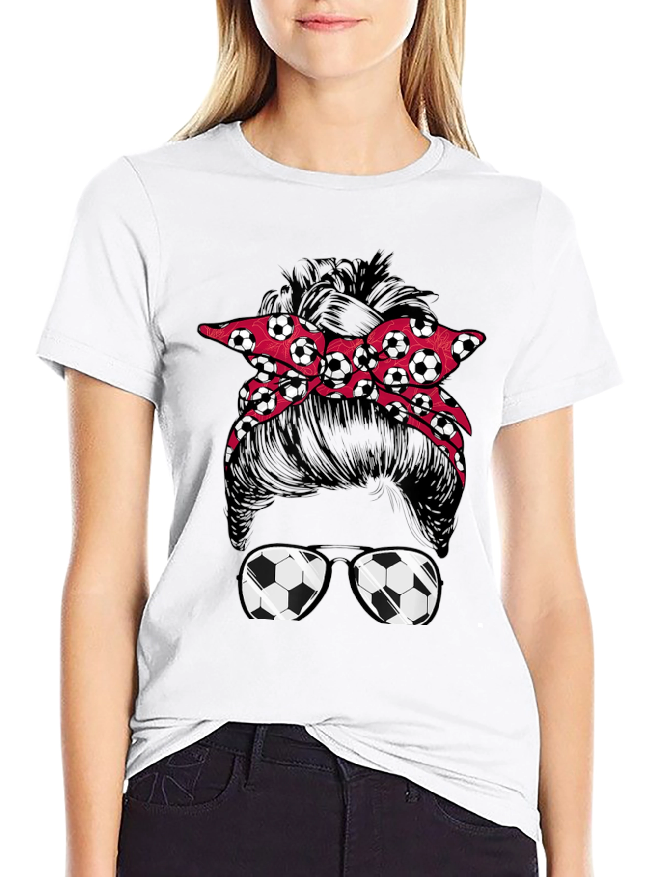 Black Soccer Mom Messy Bun T-Shirt view 9
