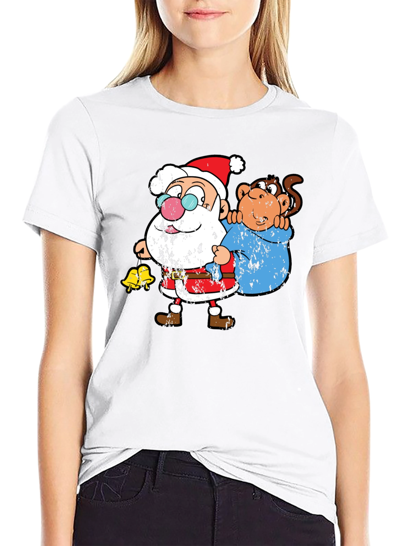 Black Santa & Monkey Graphic T-Shirt view 9