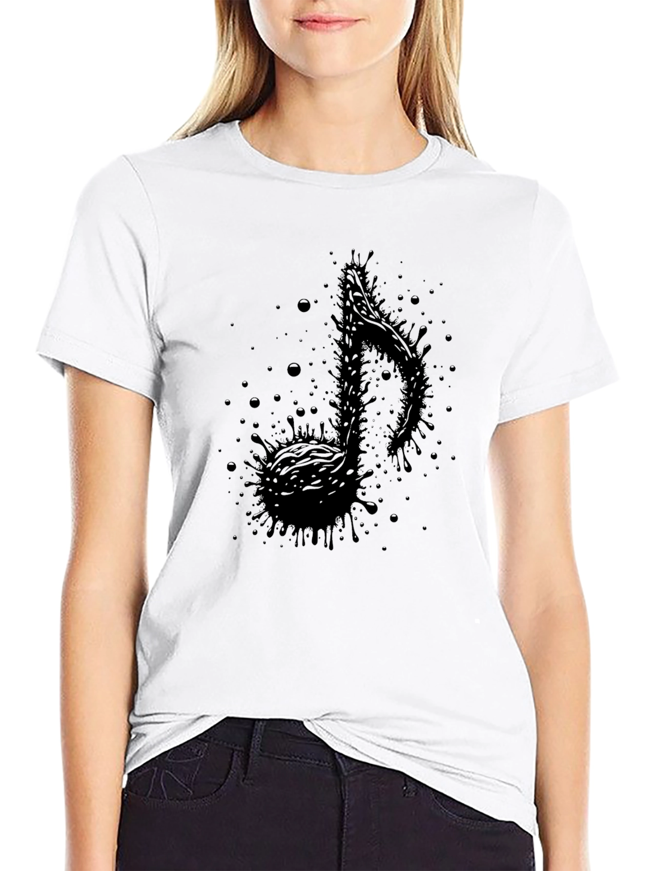 Black Black Music Note Graphic Tee view 9