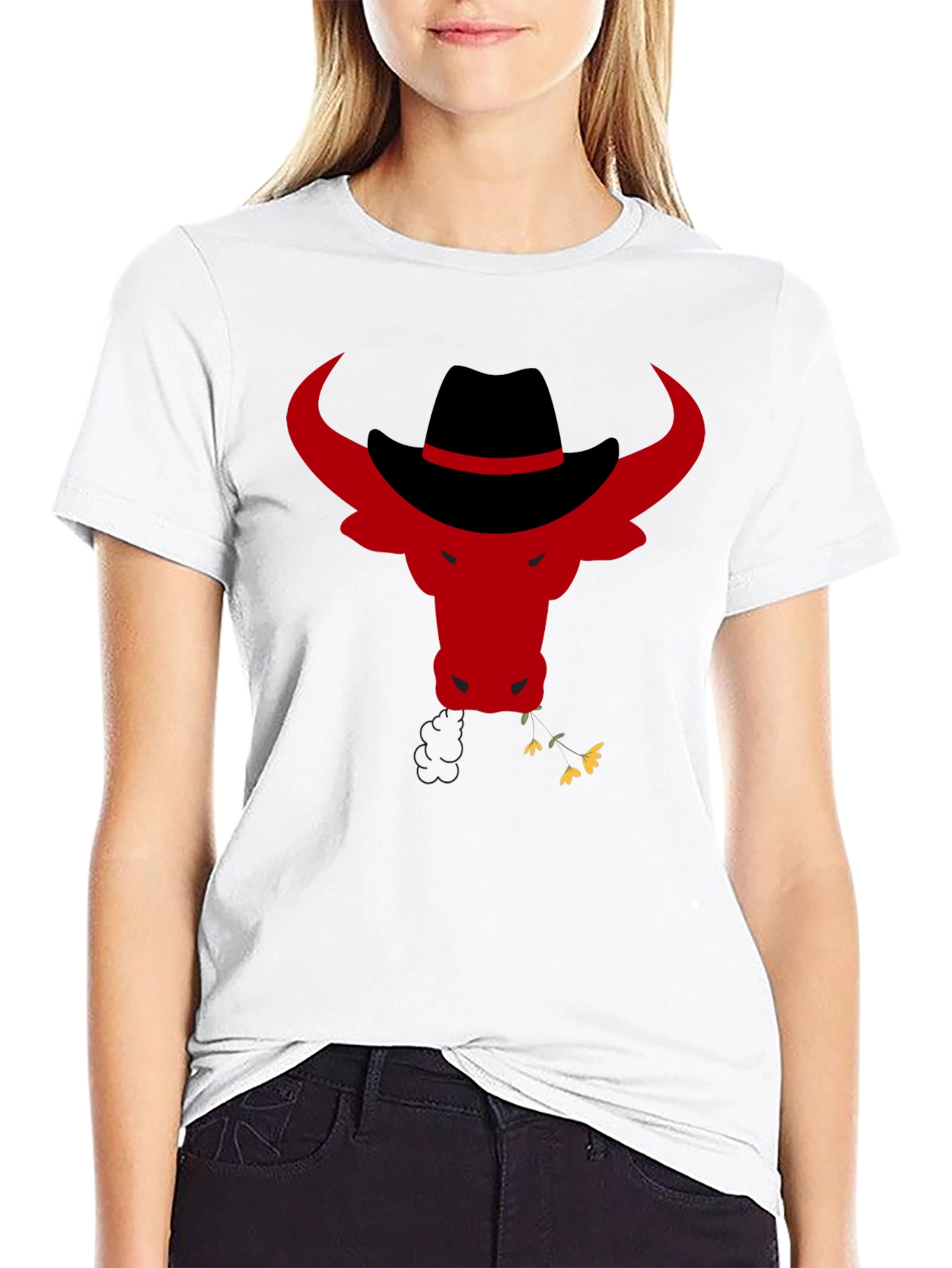 Black Cowboy Bull Graphic T-Shirt - Black view 9
