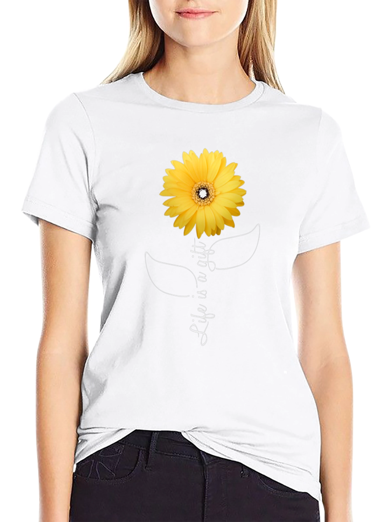 Black Life is a Gift Sunflower Black T-Shirt view 9