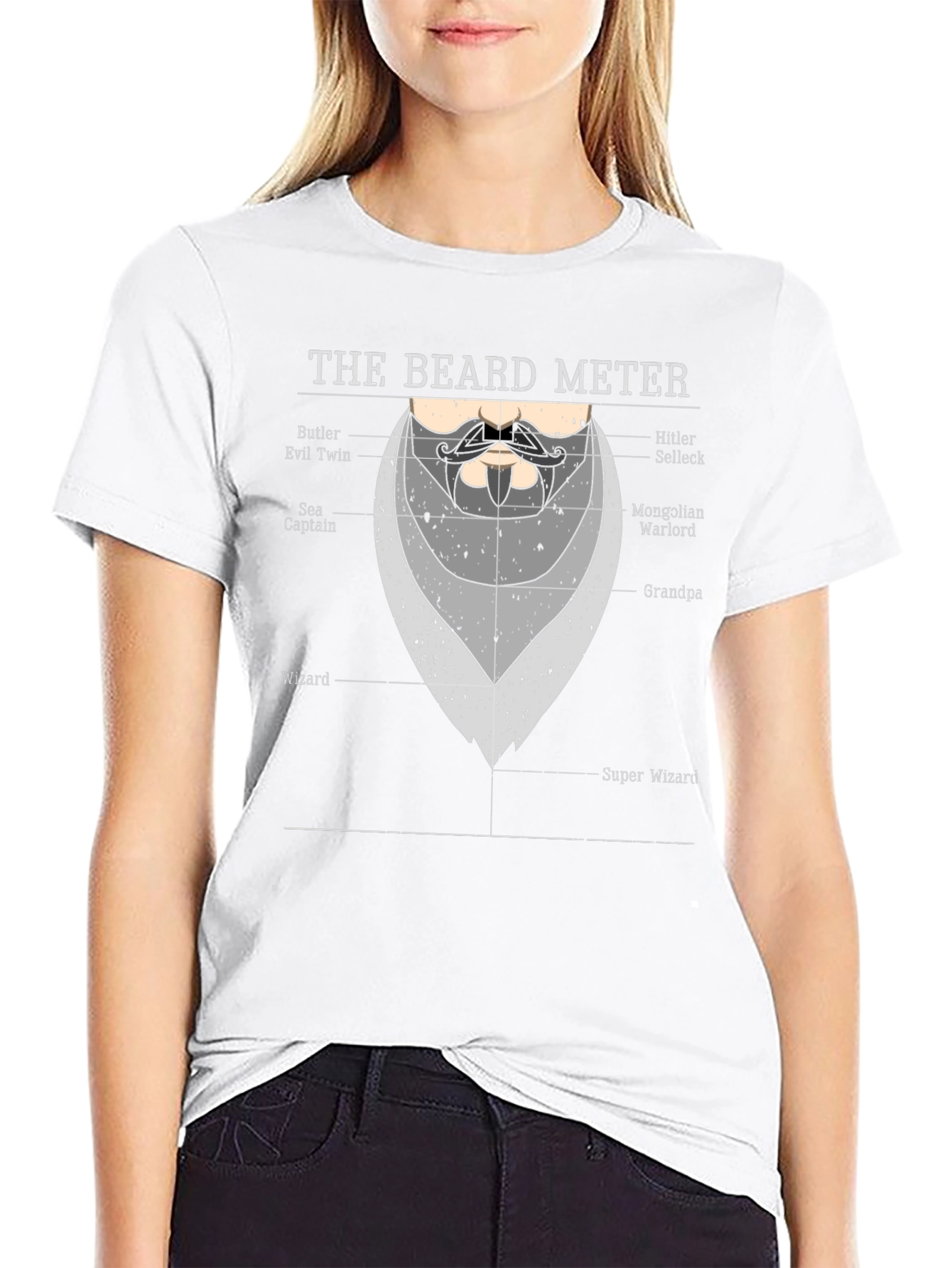 Black Beard Meter Graphic T-Shirt - Funny Beard Lover Tee view 9
