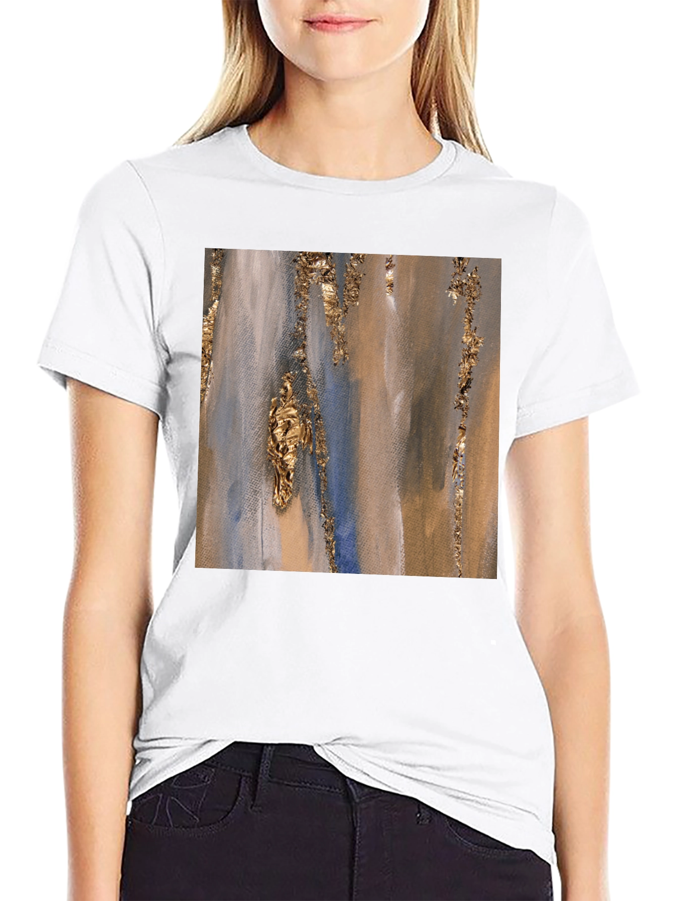 Black Abstract Art Print T-Shirt view 9