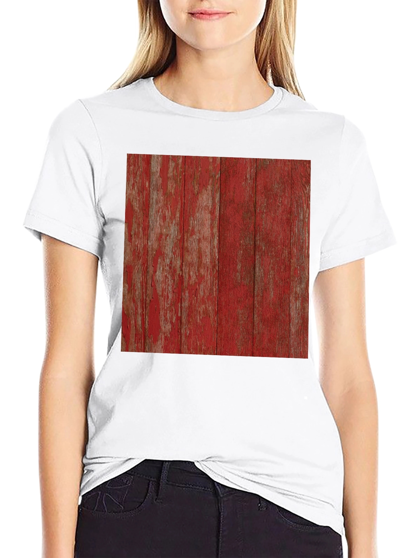 Black Rustic Red Wood Grain Graphic Tee - Short Sleeve view 9