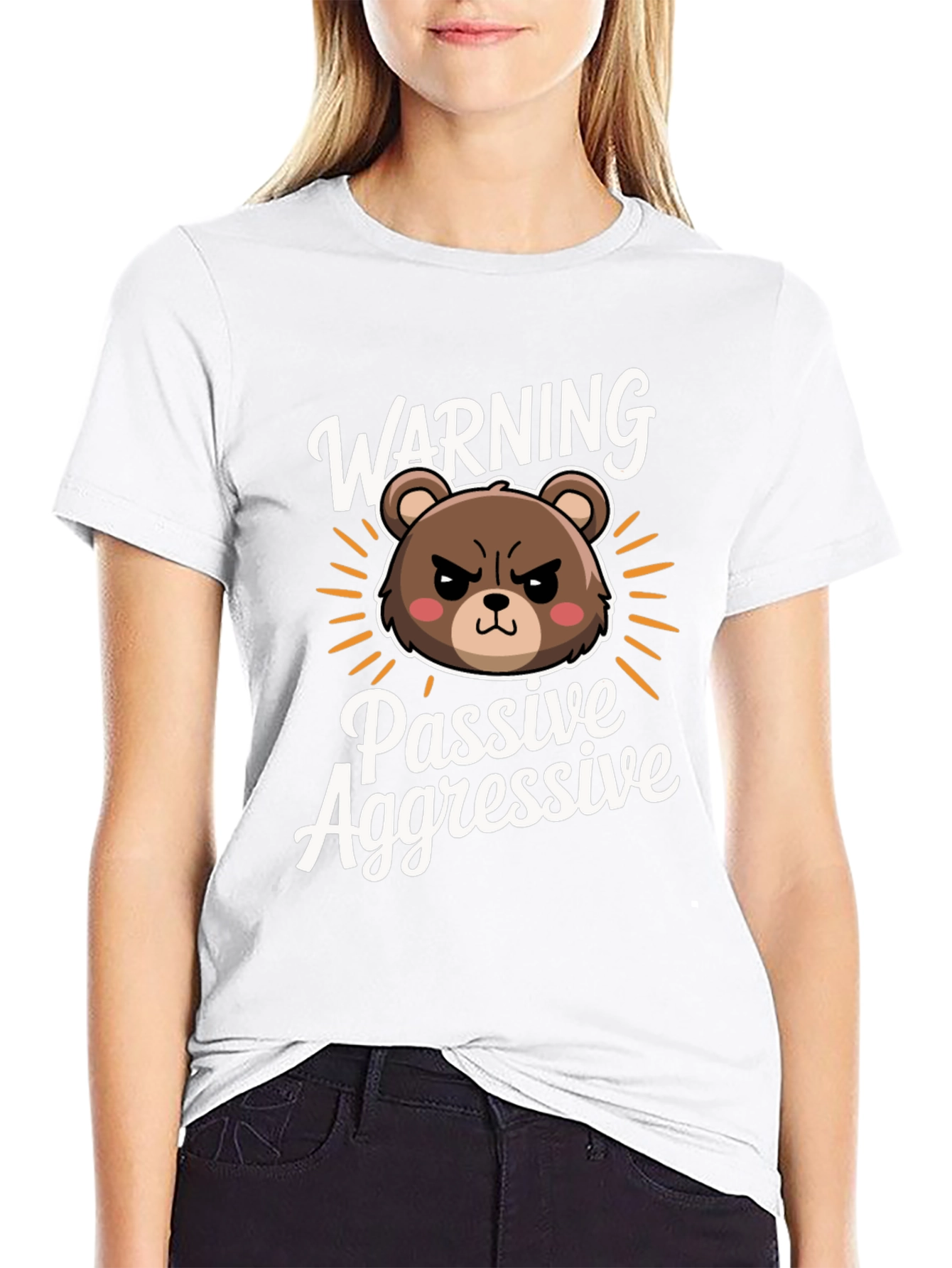 Black Passive Aggressive Bear Graphic T-Shirt view 9